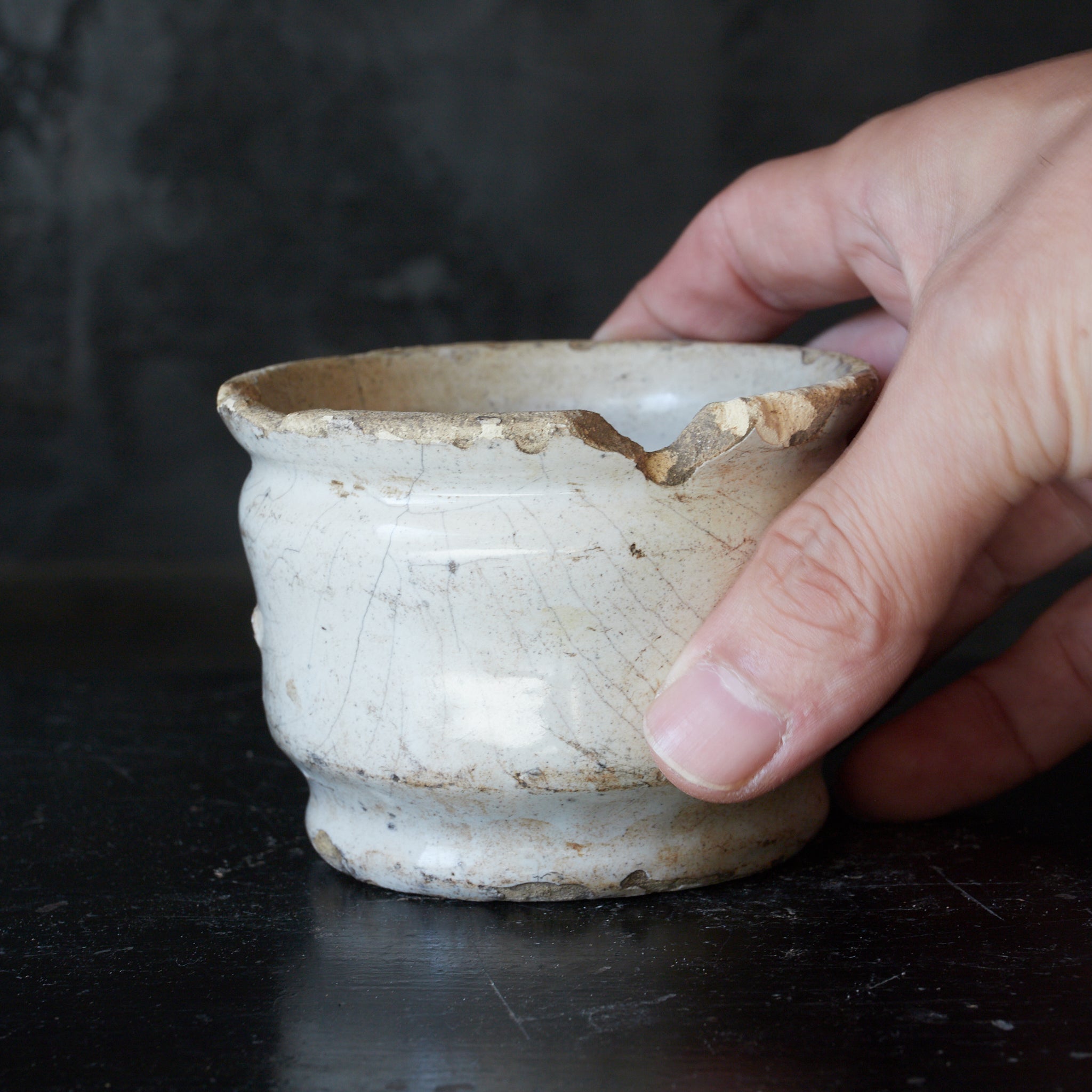 KLEINES GEFÄSS, Delfter Ware, weiß glasiert, 6, Niederländische Antiquität, Frühe Neuzeit(16.–19. Jahrhundert)
