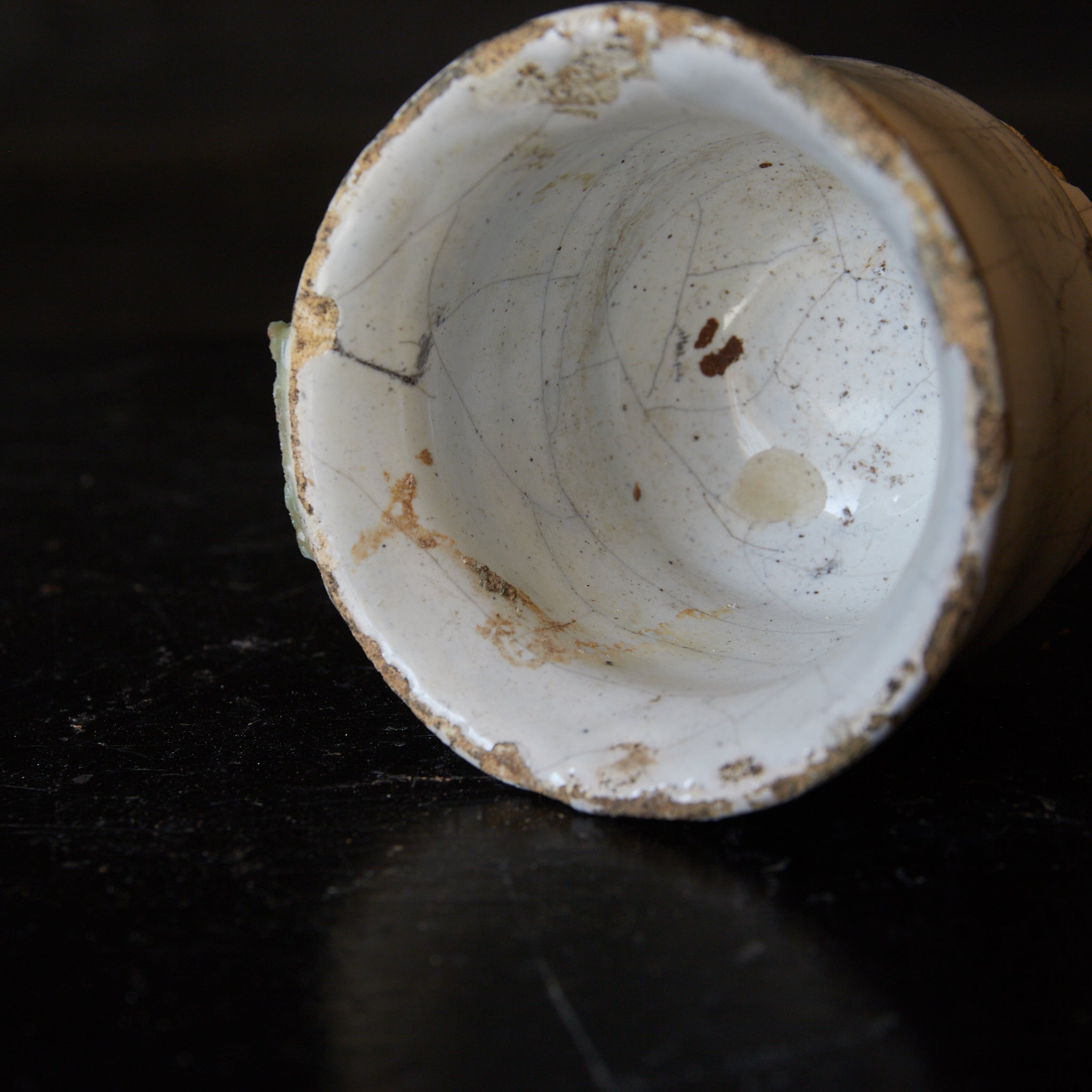 SMALL WOODEN JAR, Delftware, white-glazed with lid, Dutch Antique, Early Modern Period(16th–19th centuries)