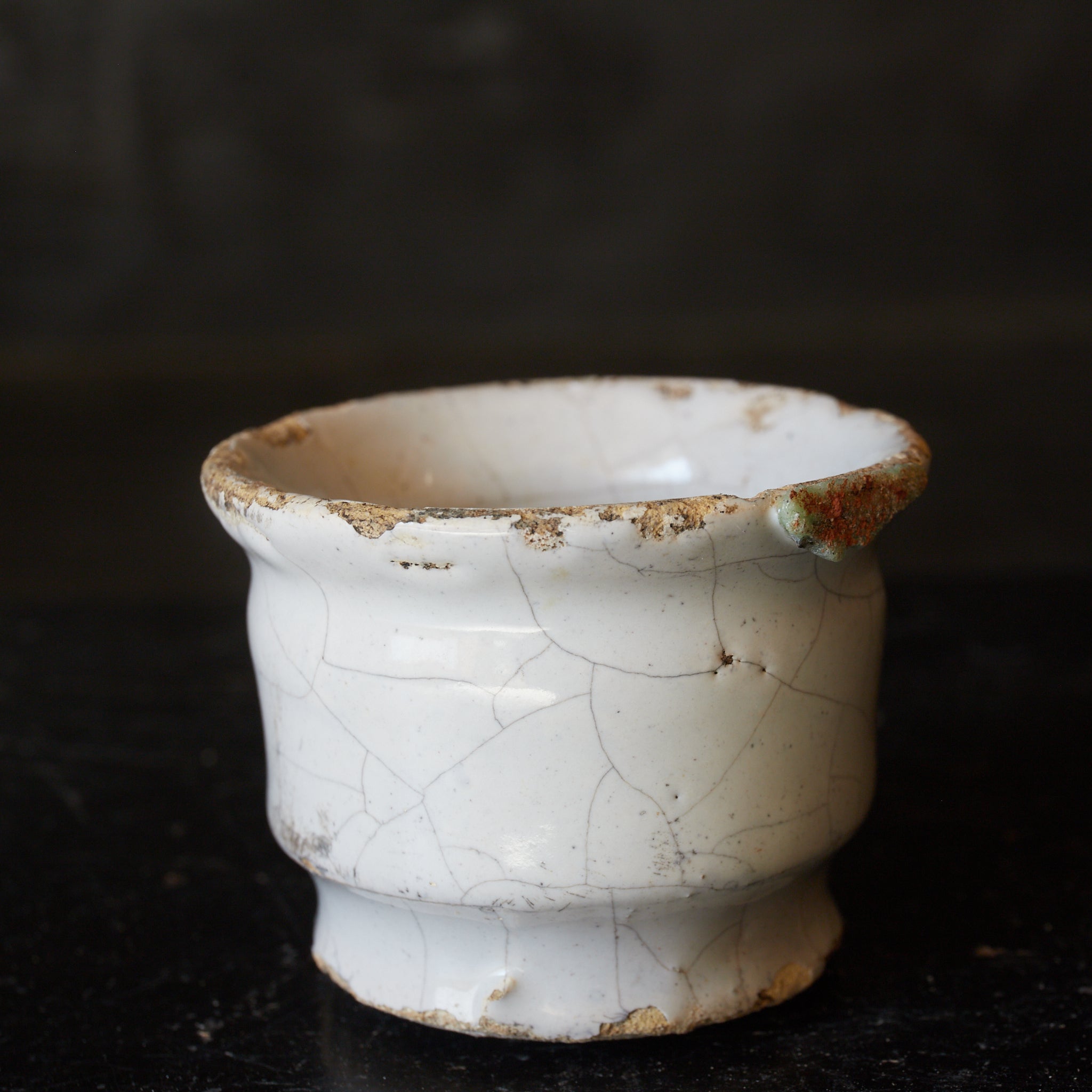 SMALL WOODEN JAR, Delftware, white-glazed with lid, Dutch Antique, Early Modern Period(16th–19th centuries)