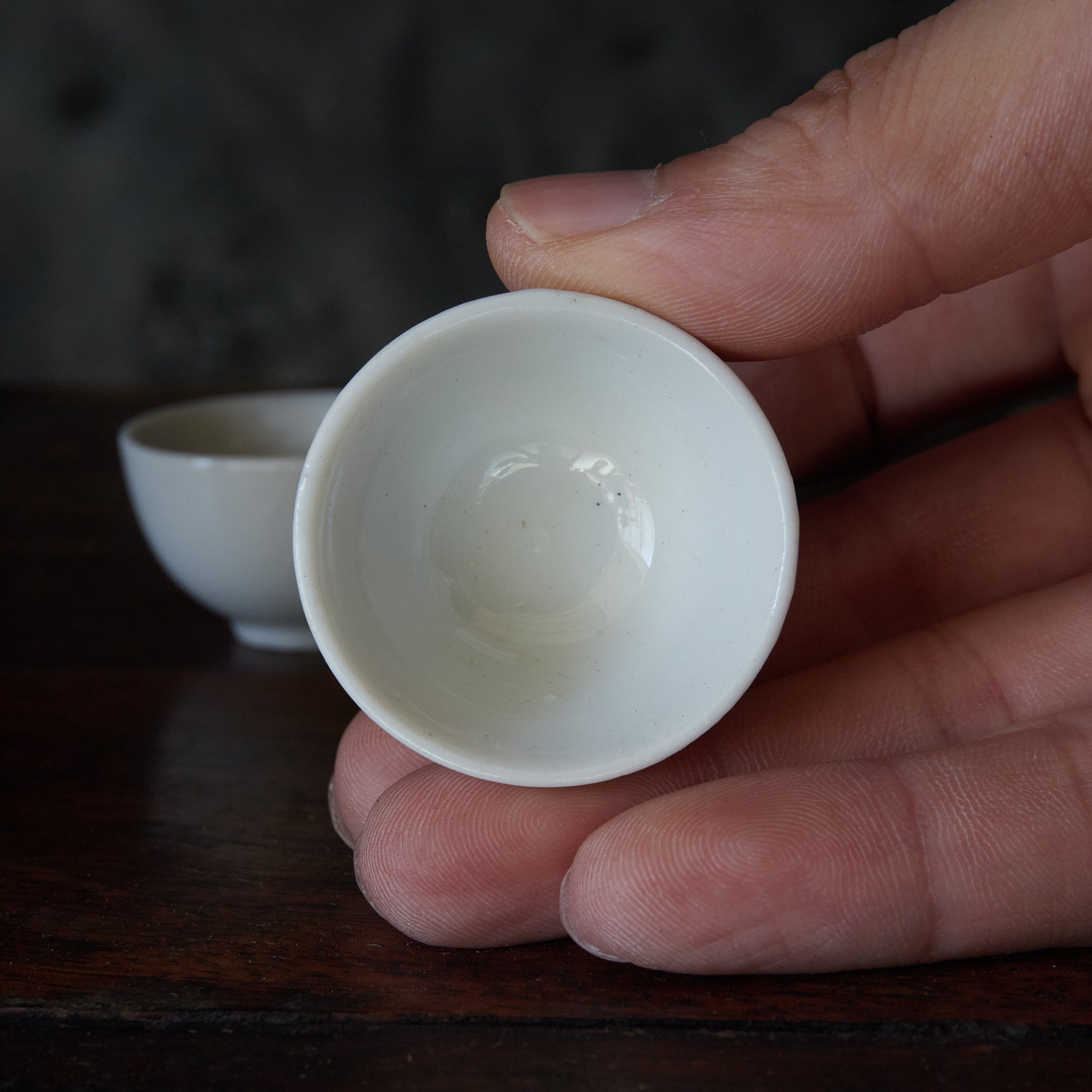 TAZA PARA GYOKURO, Porcelana blanca, juego de 5, Dinastía Qing(1616–1911 d. C.)