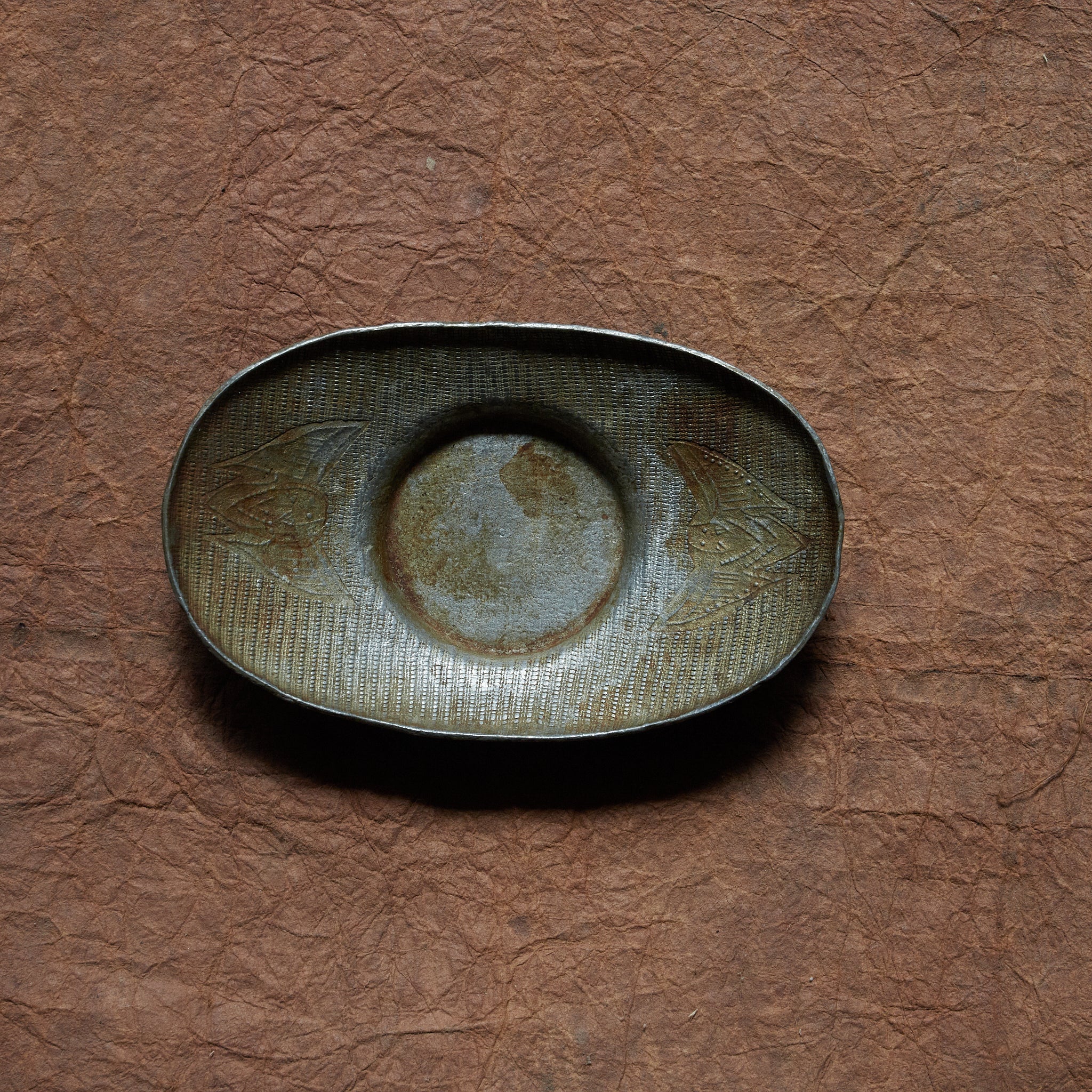 古锡蝙蝠纹茶托 5件套(清朝, 公元1616年–1911年)