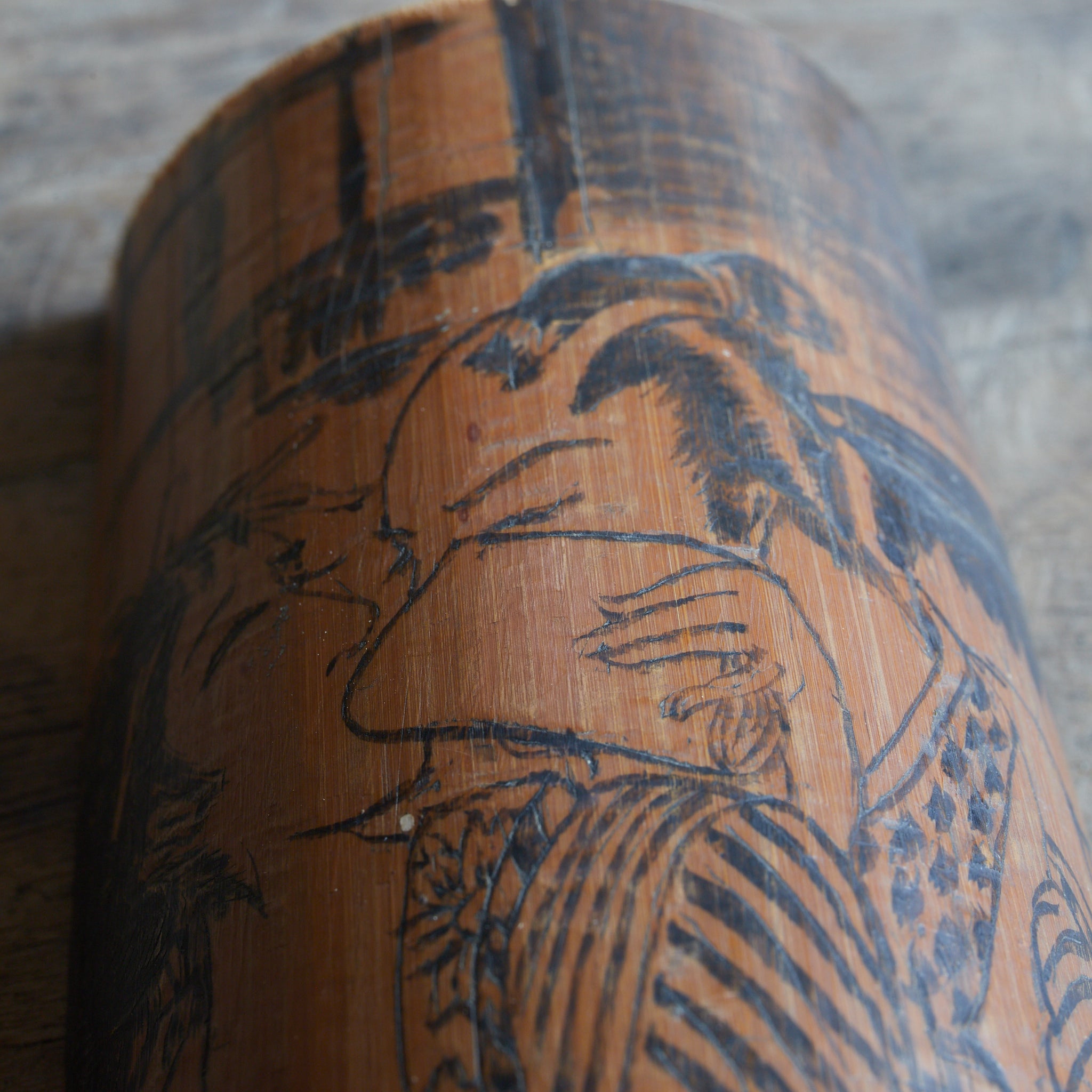 CUCHARA PARA TÉ, Pintada a la tinta con diseño shunga(arte erótico), Período Meiji–Taisho(1868–1926 d. C.)