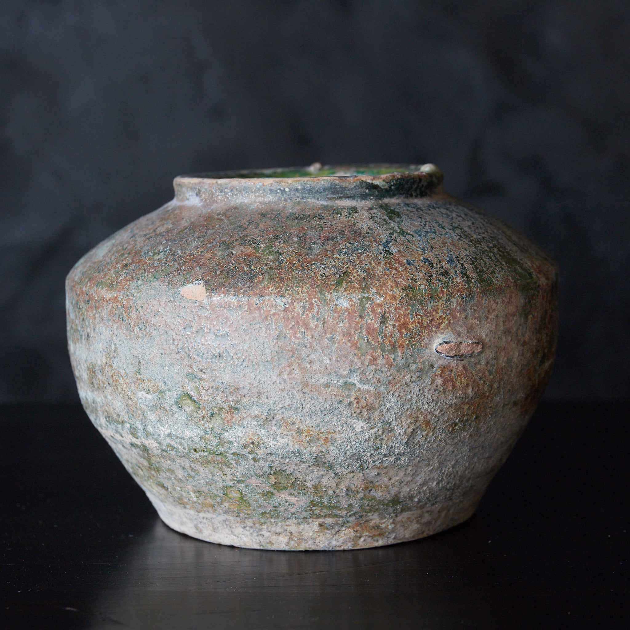 漢代 銀化緑釉小壷(206BCE–220CE)