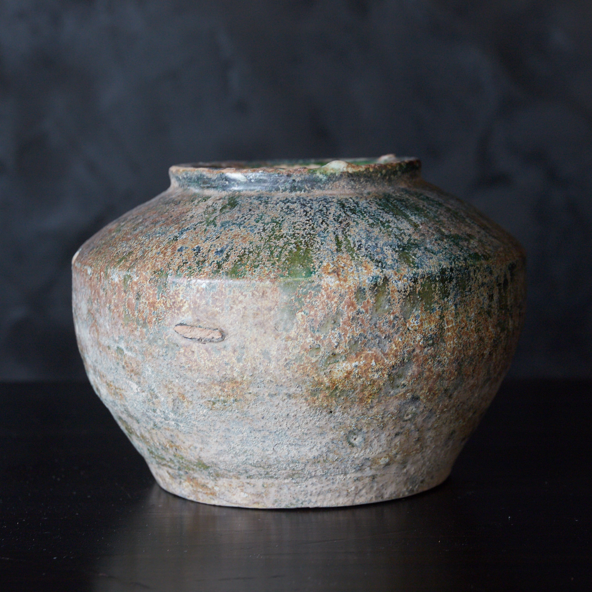 漢代 銀化緑釉小壷(206BCE–220CE)
