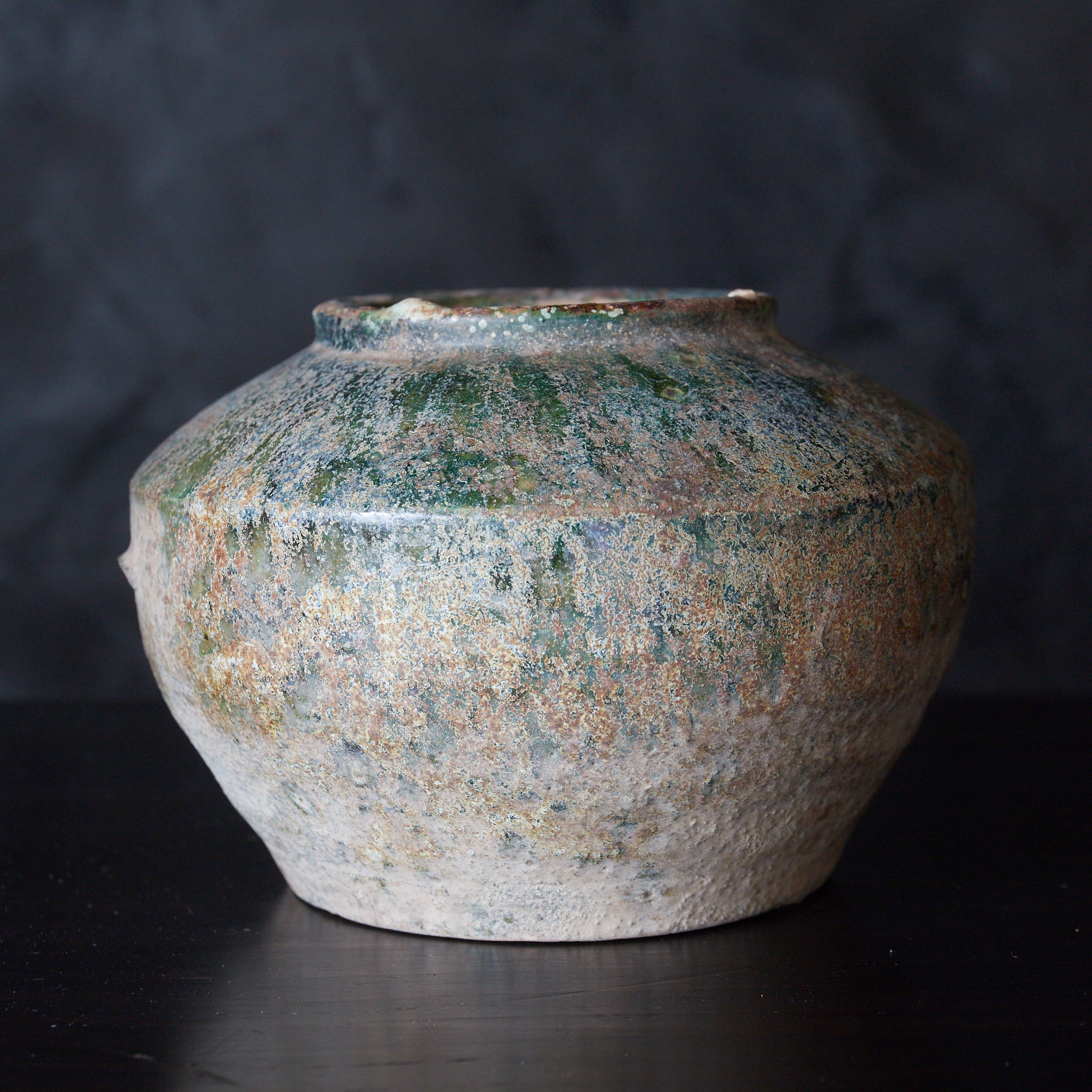 漢代 銀化緑釉小壷(206BCE–220CE)