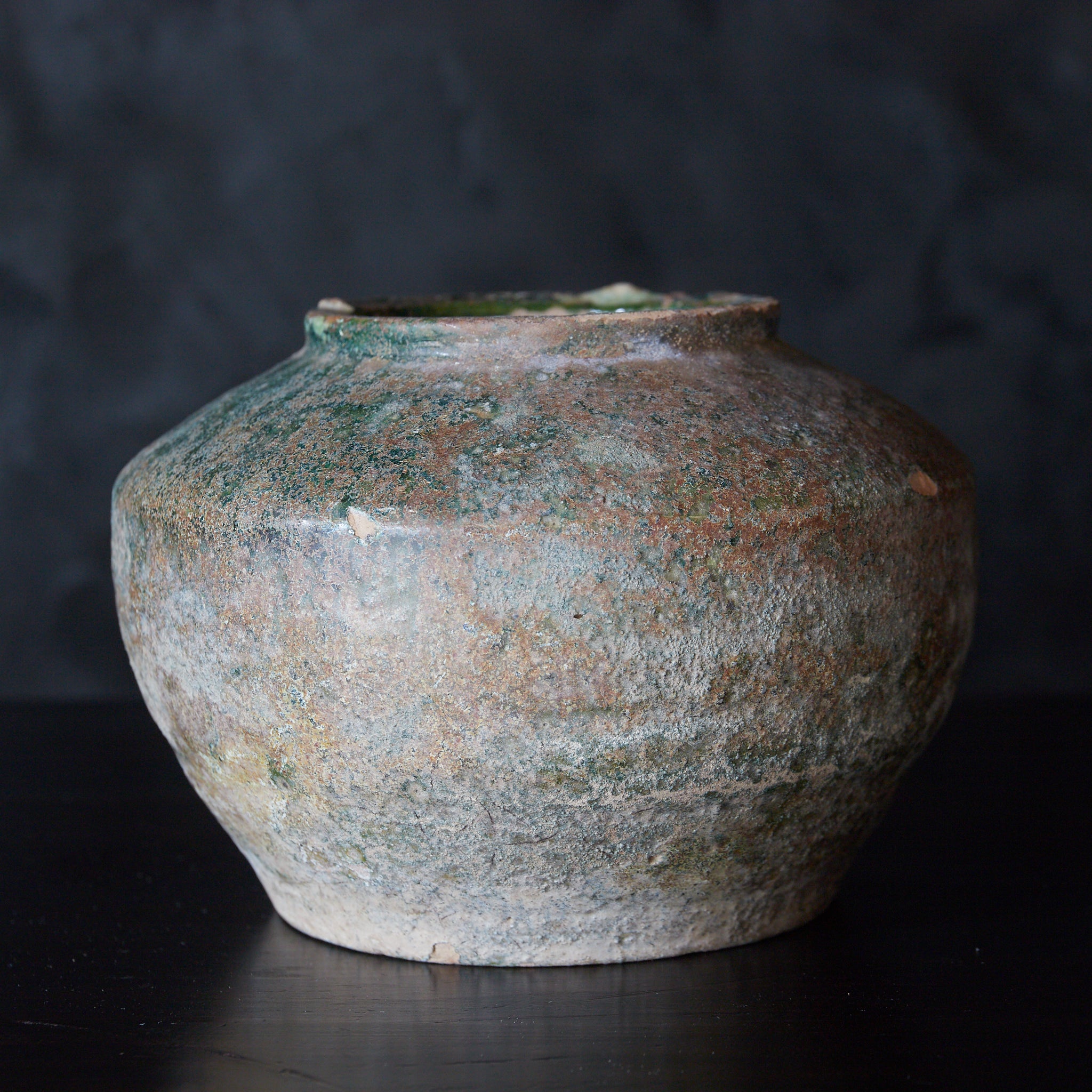 漢代 銀化緑釉小壷(206BCE–220CE)