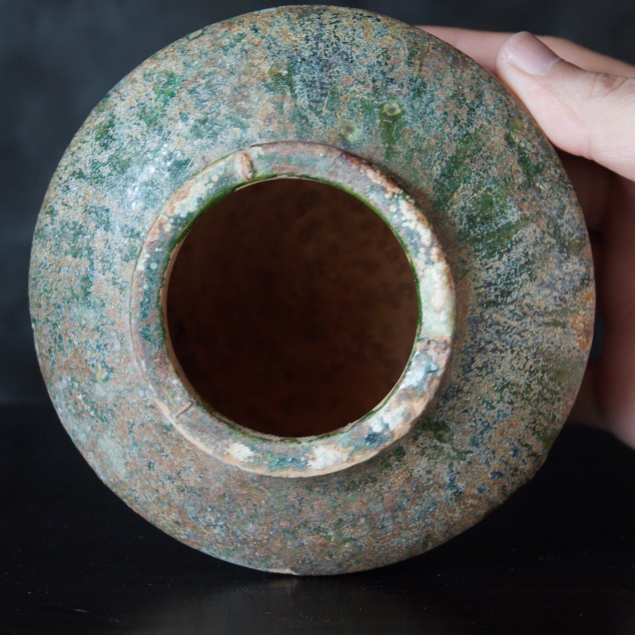 漢代 銀化緑釉小壷(206BCE–220CE)