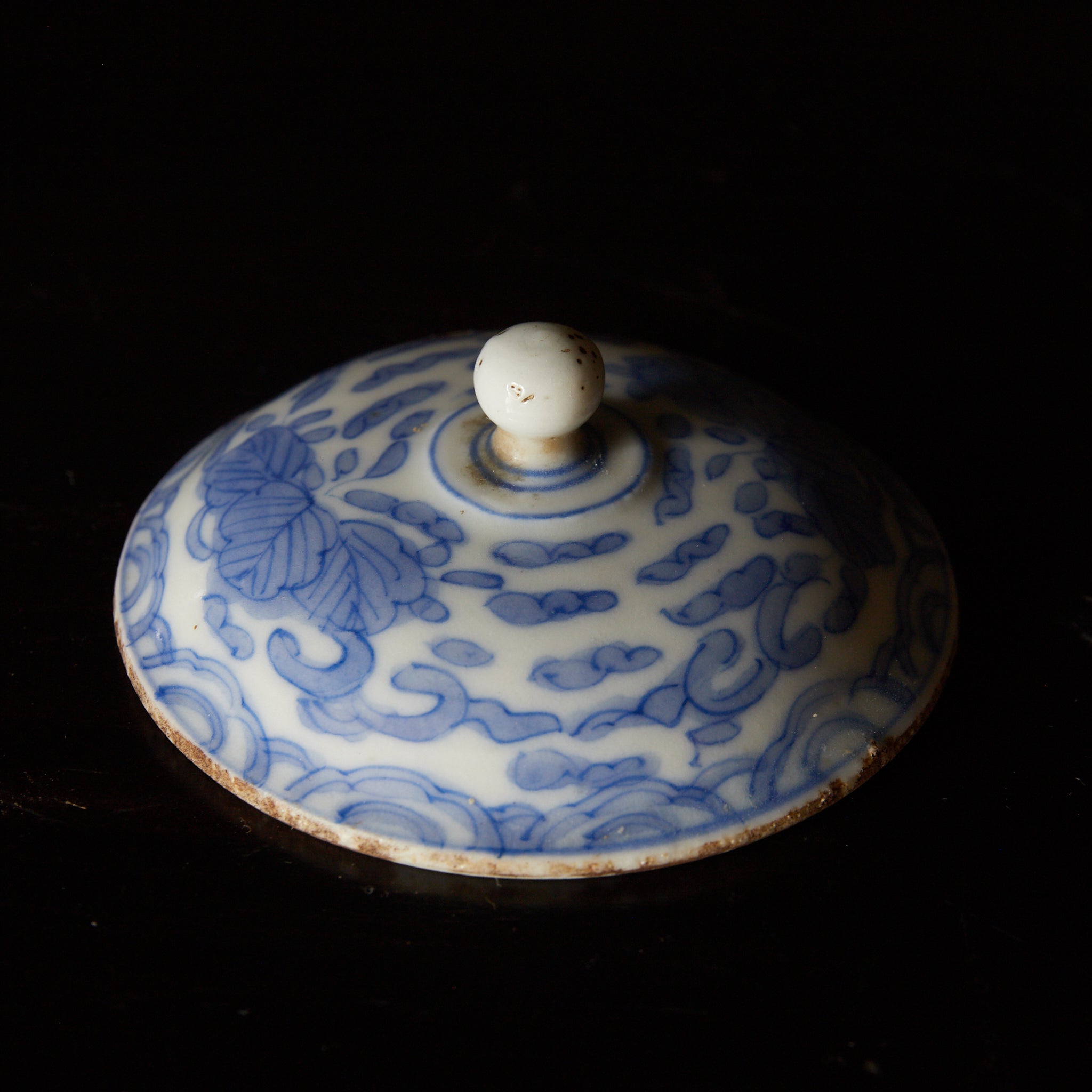 江戸時代 古伊万里 白磁染付桐文横手急須(1603–1867CE)