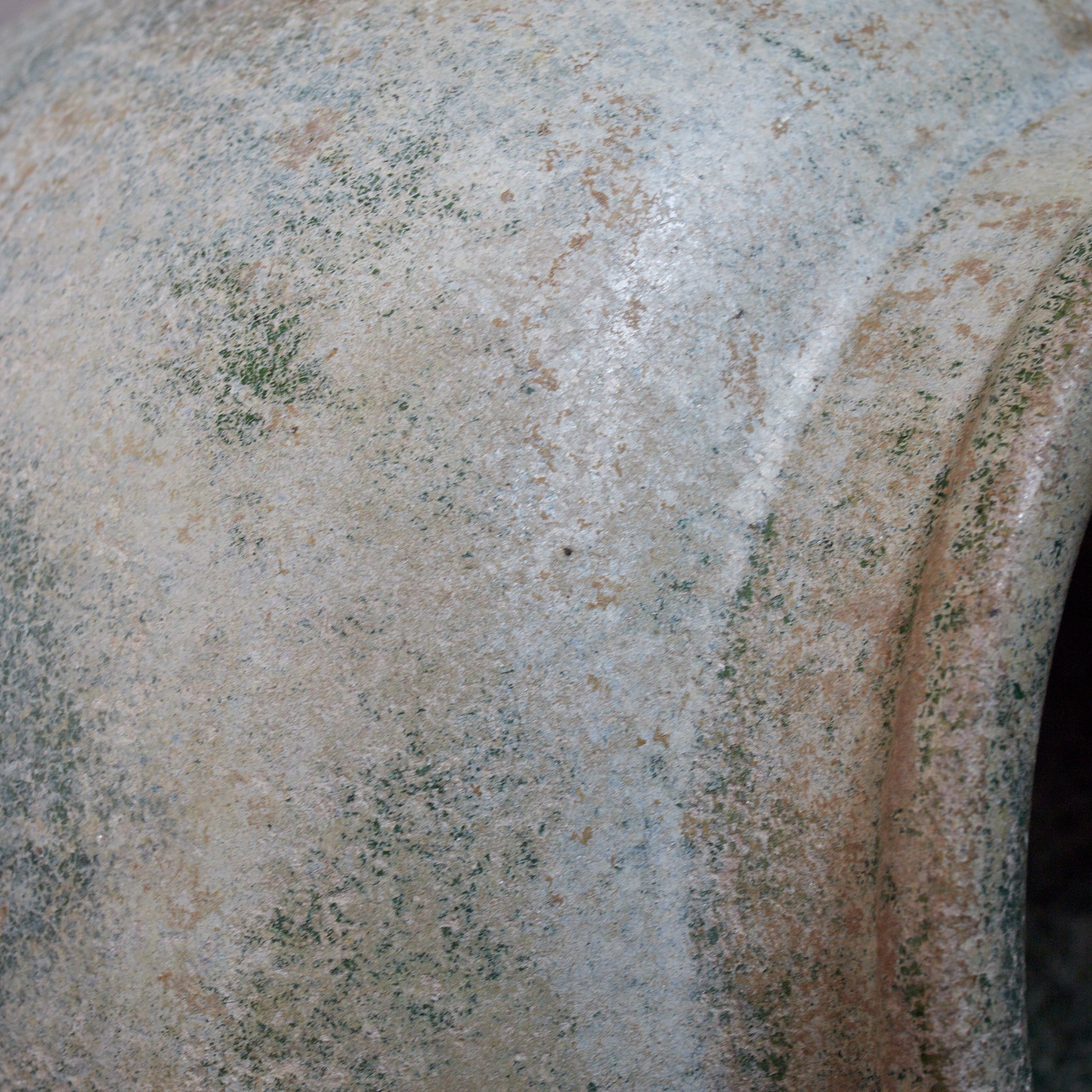 CERAMIC GRANARY, Iridescent green-glazed, unlidded