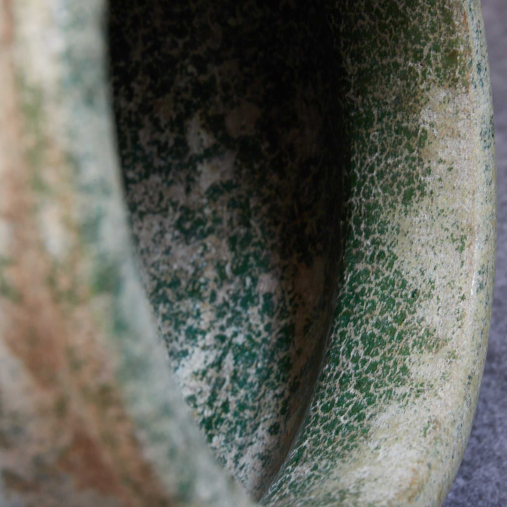 CERAMIC GRANARY, Iridescent green-glazed, unlidded