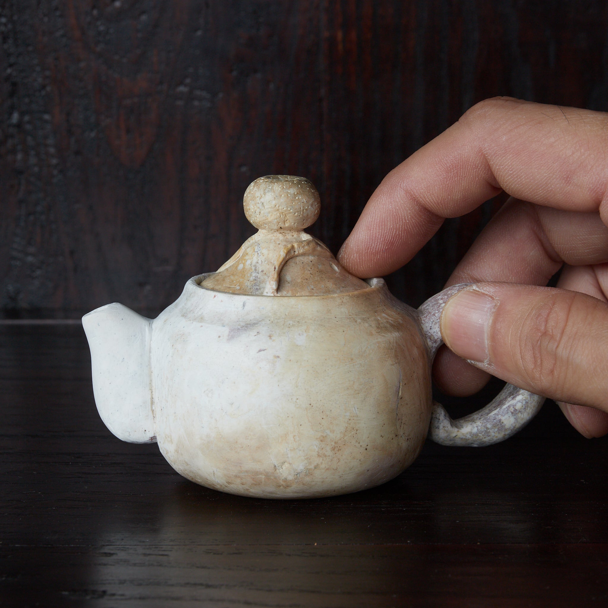 清代 石彫葉刻文茶壺(急須)(1616–1911CE)