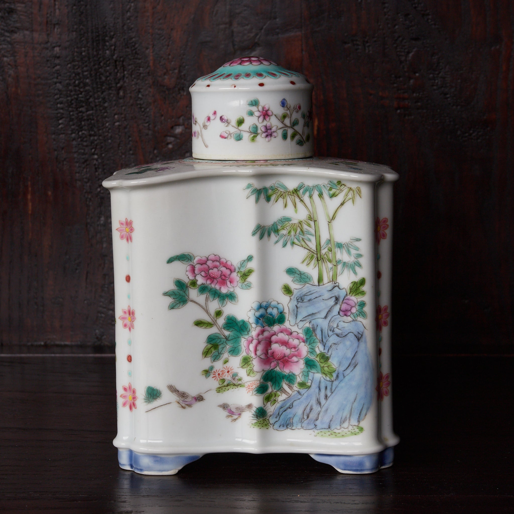 清代–民国期 粉彩百花文四方蓋瓶 茶入（1616–1949CE） | 入蘆花