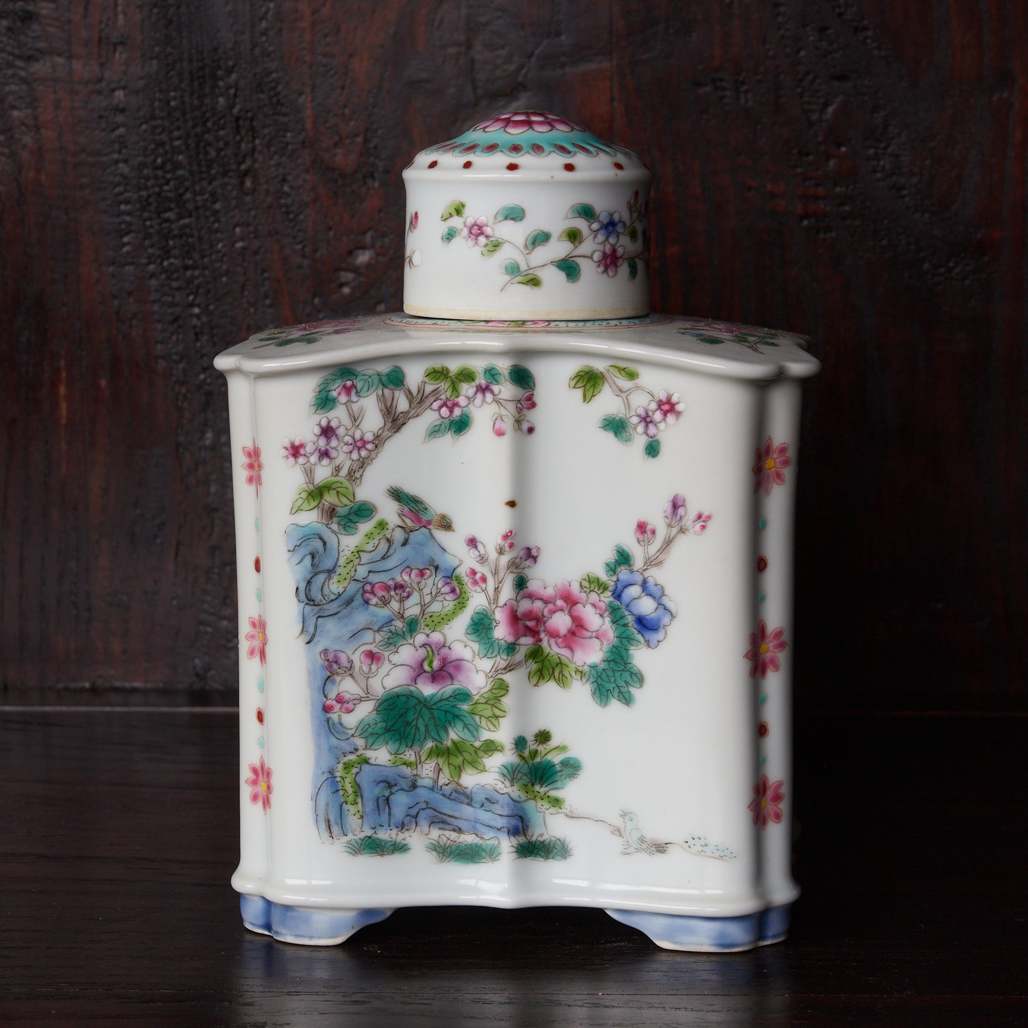 清代–民国期 粉彩百花文四方蓋瓶 茶入(1616–1949CE)