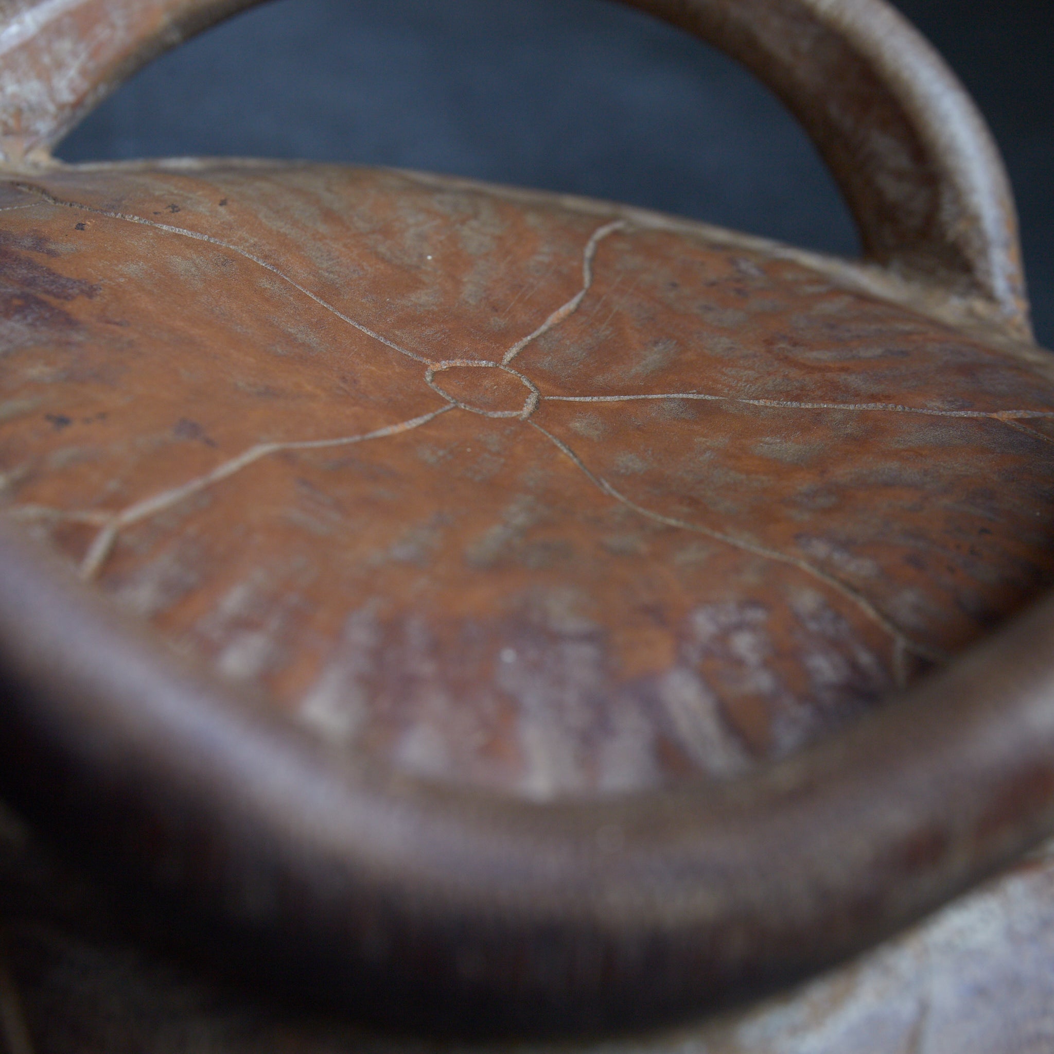 明治 古竹蓮花形菓子器 みたて建水 木箱付(1868–1912CE)