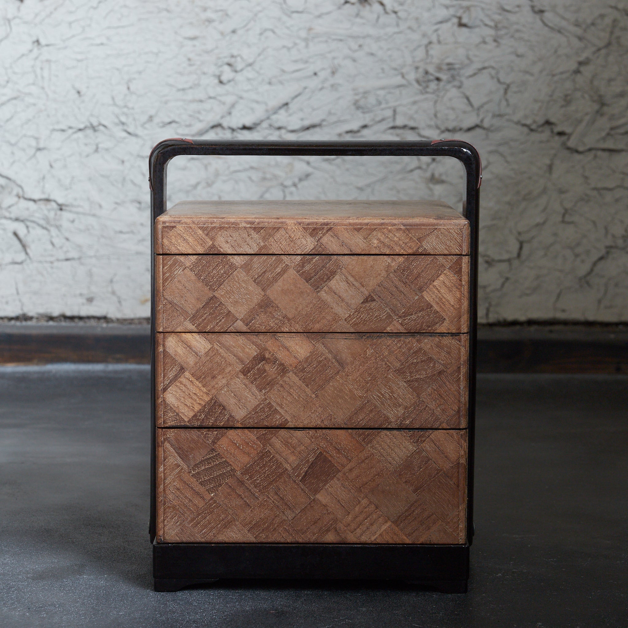 PARQUETRY-VENEERED TIERED SWEET BOX, Meiji Period(1868–1912CE)
