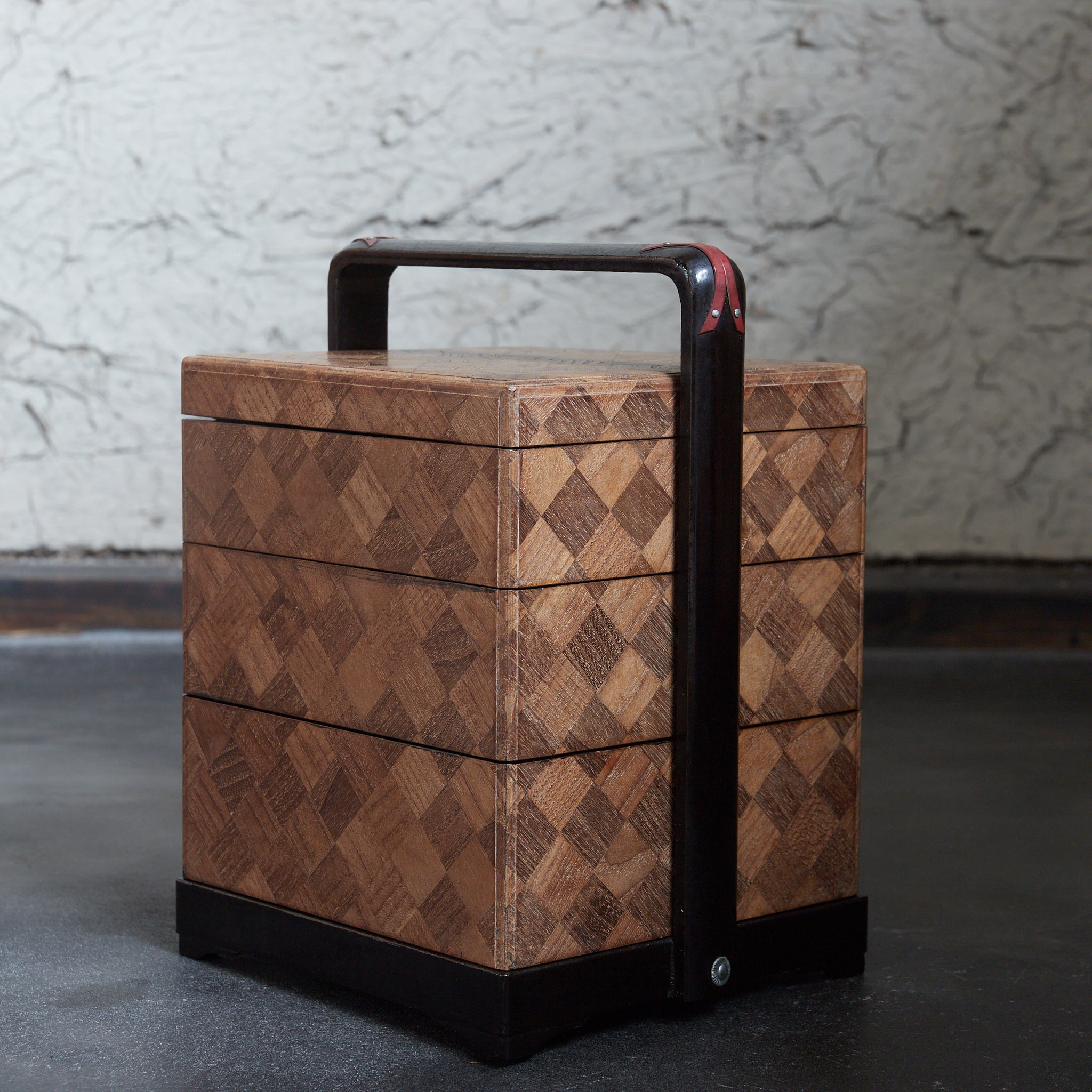 PARQUETRY-VENEERED TIERED SWEET BOX, Meiji Period(1868–1912CE)