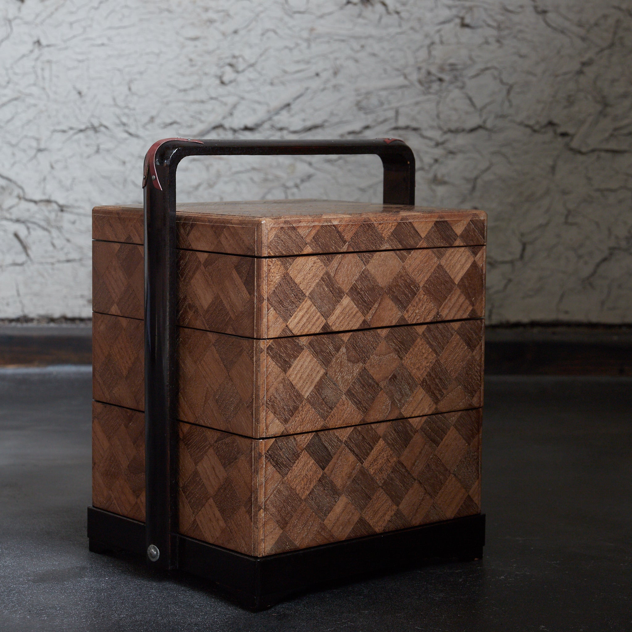 PARQUETRY-VENEERED TIERED SWEET BOX, Meiji Period(1868–1912CE)