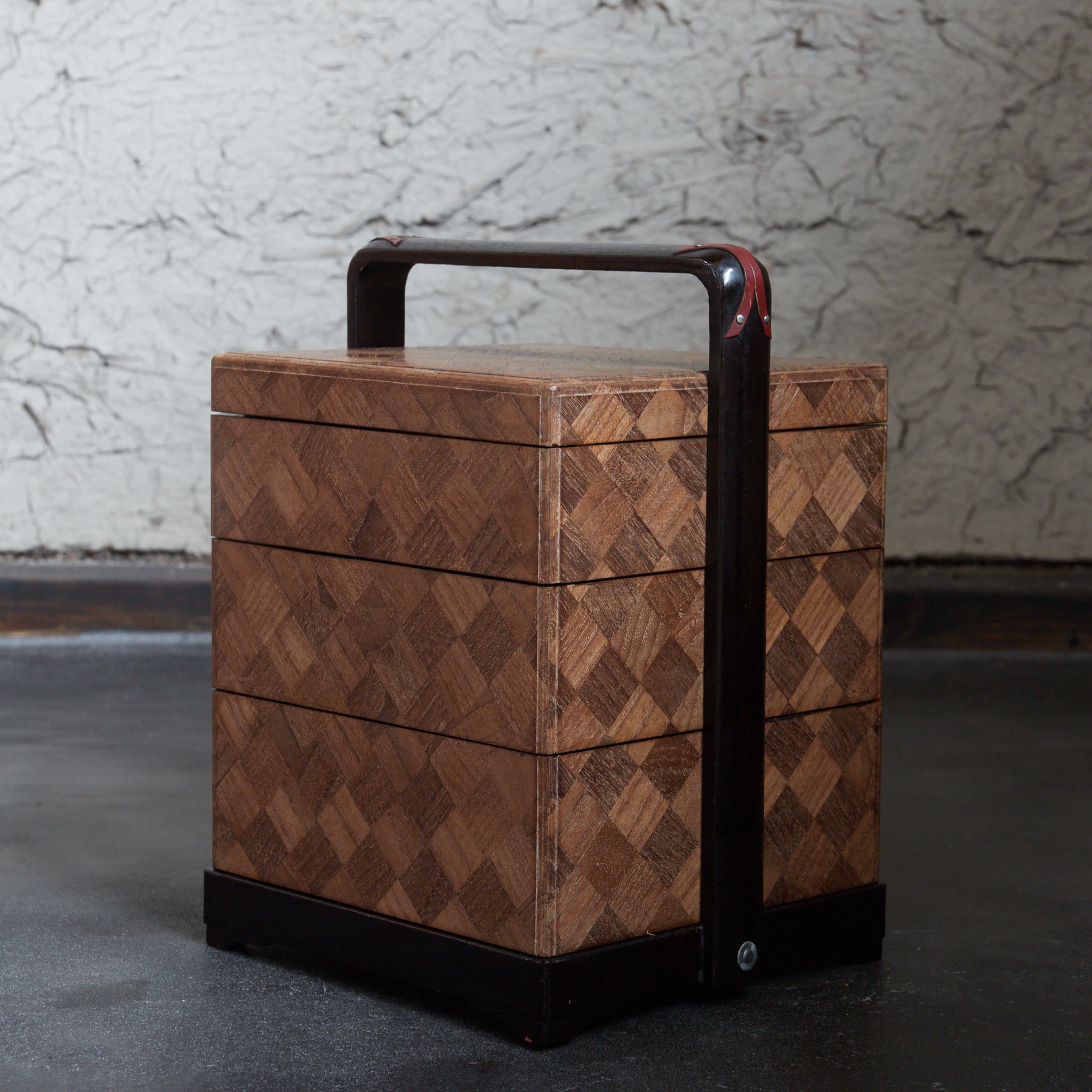 PARQUETRY-VENEERED TIERED SWEET BOX, Meiji Period(1868–1912CE)
