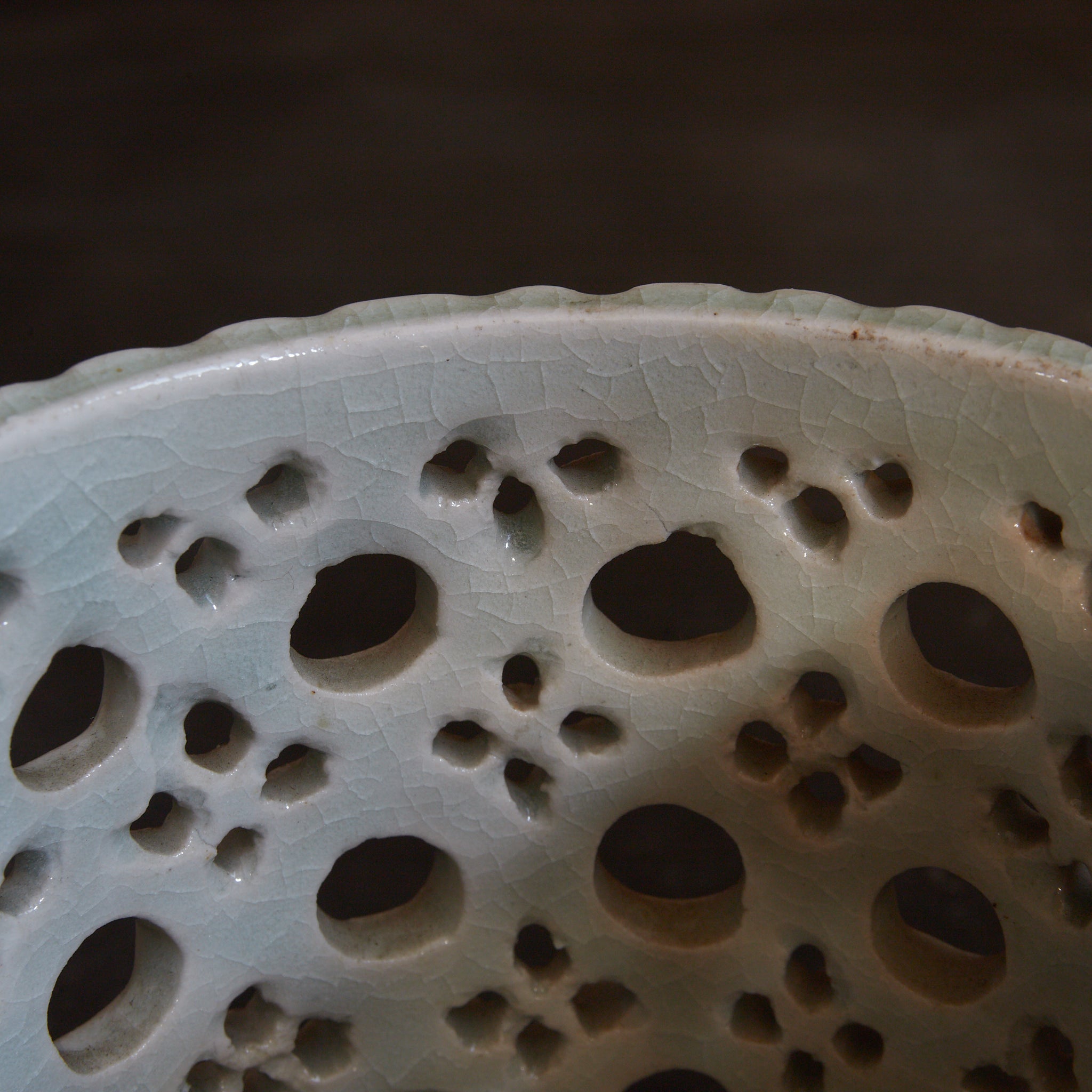 BRUSH POT, White porcelain with openwork bead design, Joseon Dynasty(1392–1897CE)