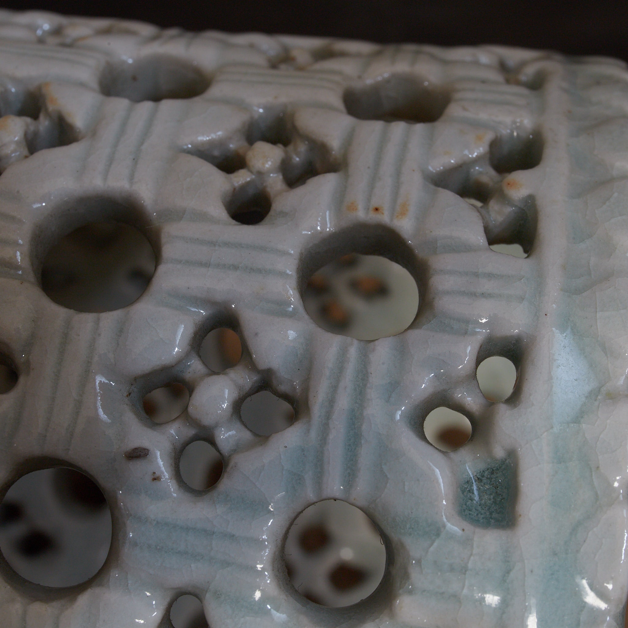 BRUSH POT, White porcelain with openwork bead design, Joseon Dynasty(1392–1897CE)
