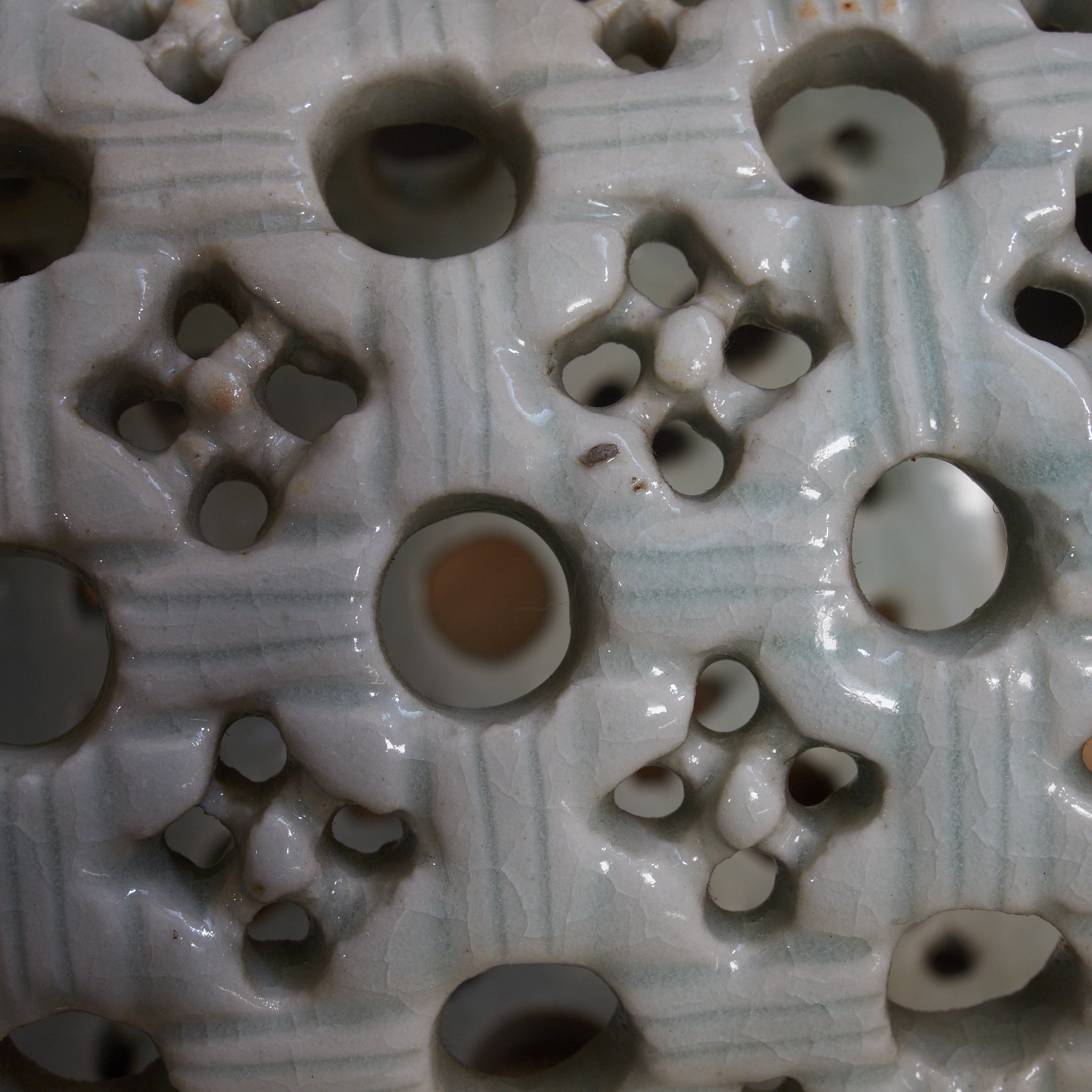 BRUSH POT, White porcelain with openwork bead design, Joseon Dynasty(1392–1897CE)