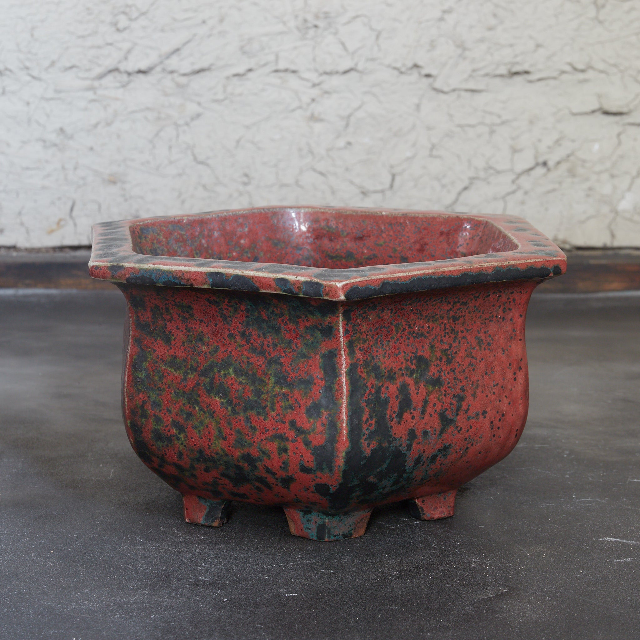 清代 鈞窯六角盆器 木箱付(1616–1911CE)