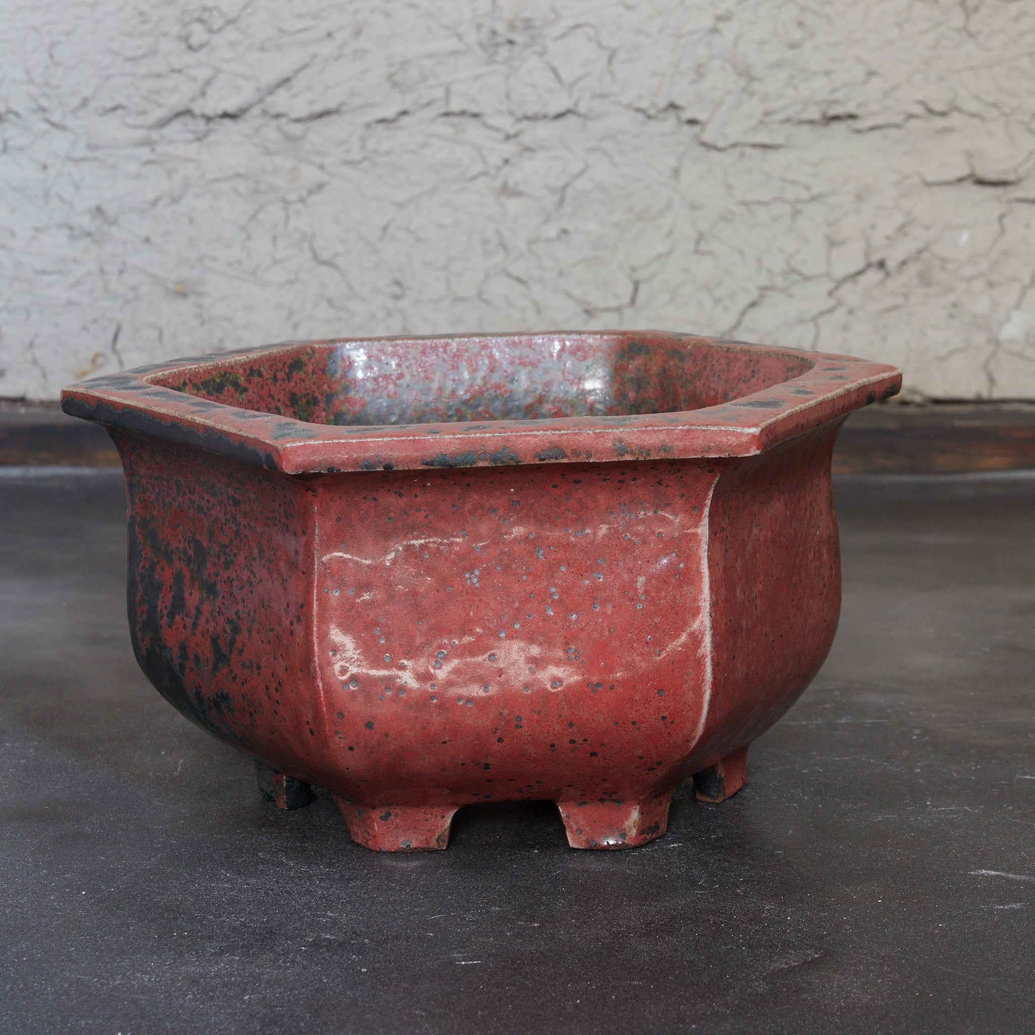 清代 鈞窯六角盆器 木箱付(1616–1911CE)