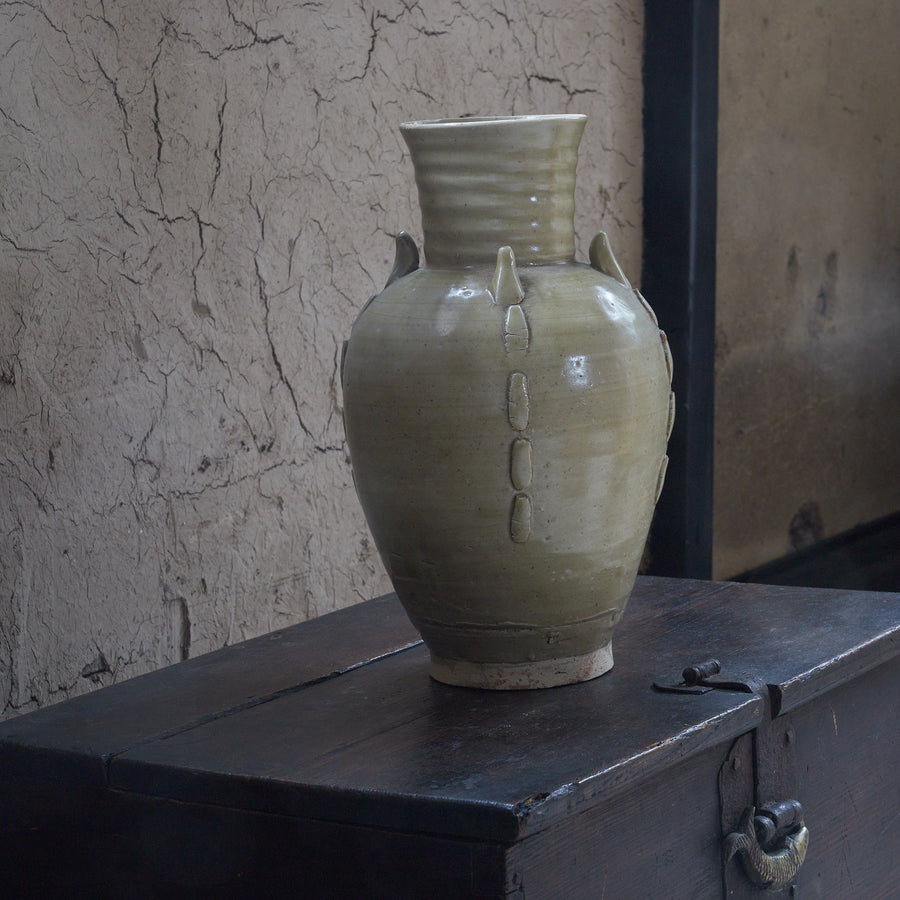 FLASCHE, Cizhou-Brennofen, seladon mit applizierter dekor, Song-Dynastie (960–1279 n. Chr.)