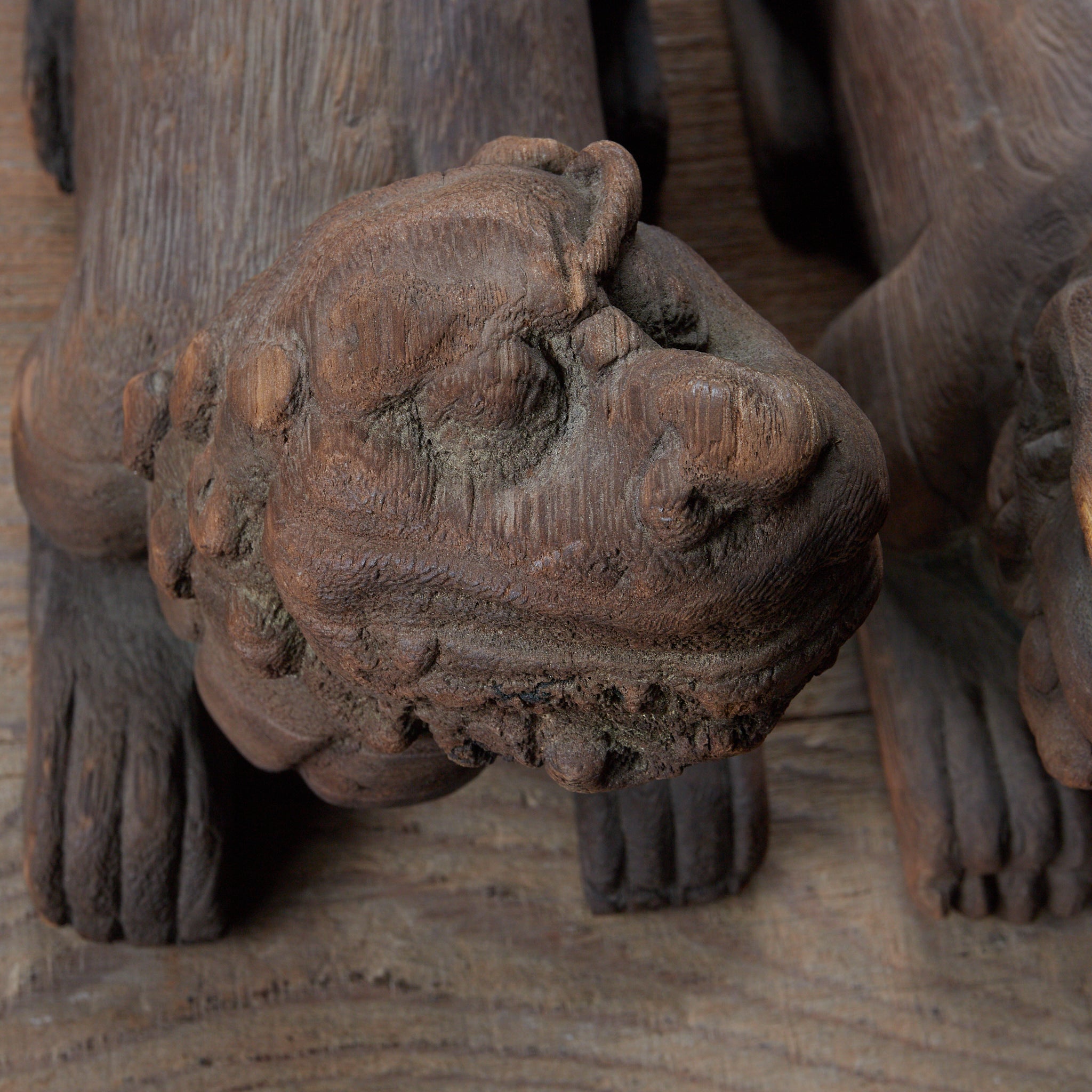 FIGURES DE LIONS A-UN EN BOIS, Paire, Dynastie Joseon (1392–1897 apr. J.-C.) | Image de détail 43