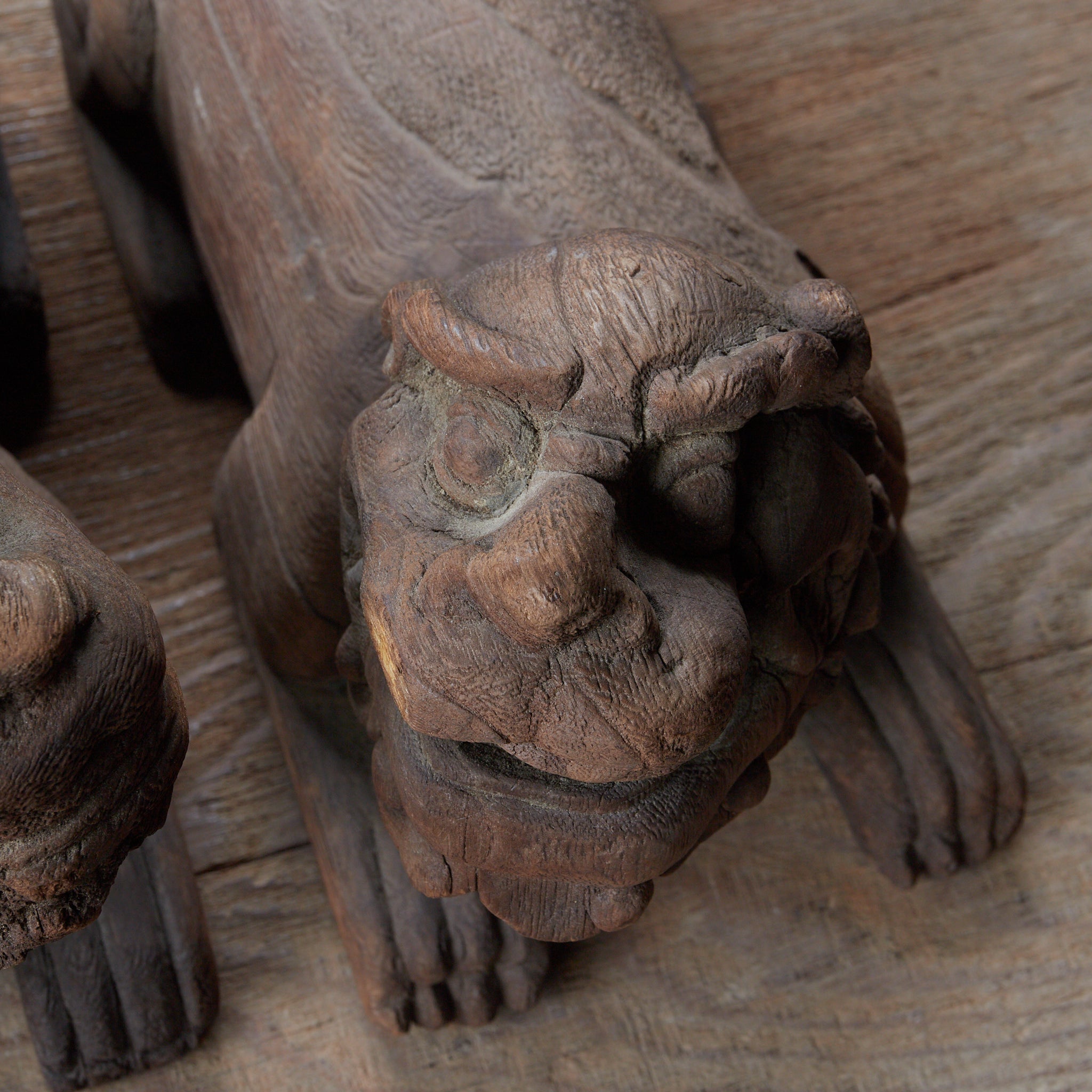 FIGURES DE LIONS A-UN EN BOIS, Paire, Dynastie Joseon (1392–1897 apr. J.-C.) | Image de détail 44