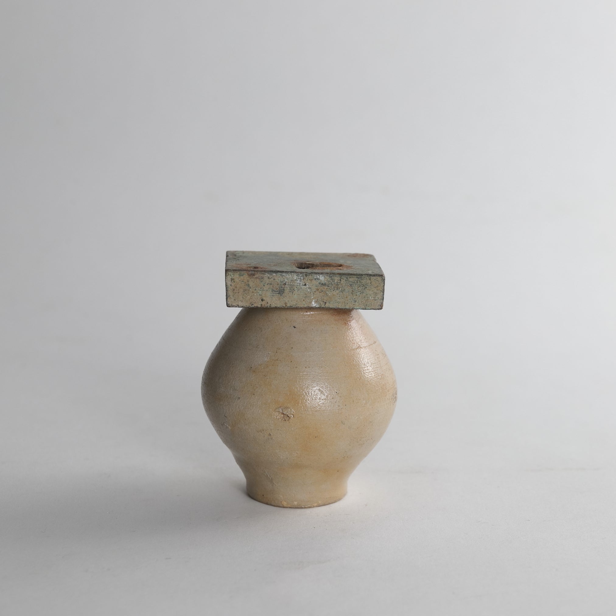 德國古董鹽釉小罐和鑰匙孔蓋板(近世, 西元16–19世紀)