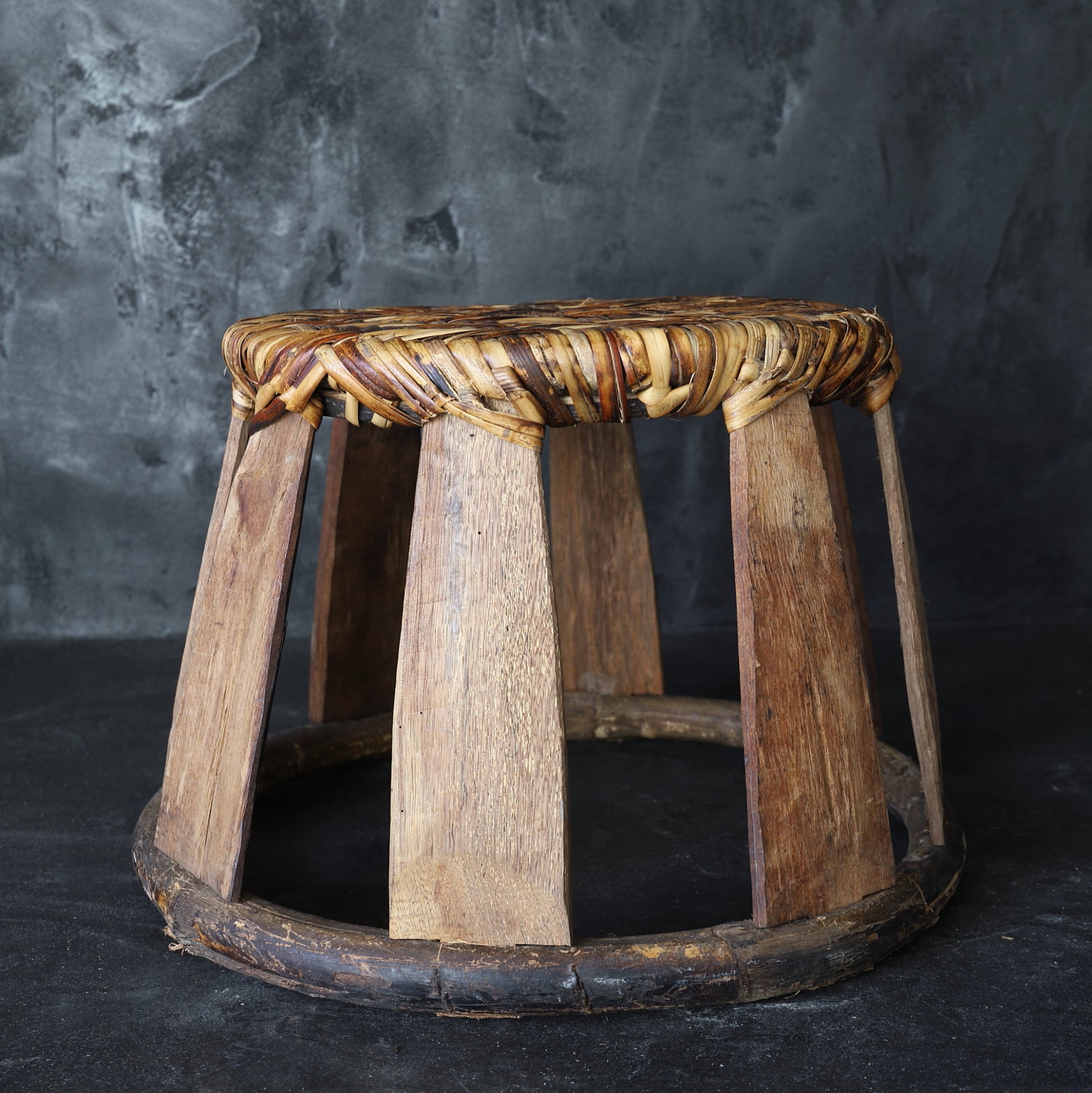 TABURETE BAJO DE BAMBÚ TEJIDO, Yao, c7, Edad Moderna Temprana(Siglos XVI–XIX)
