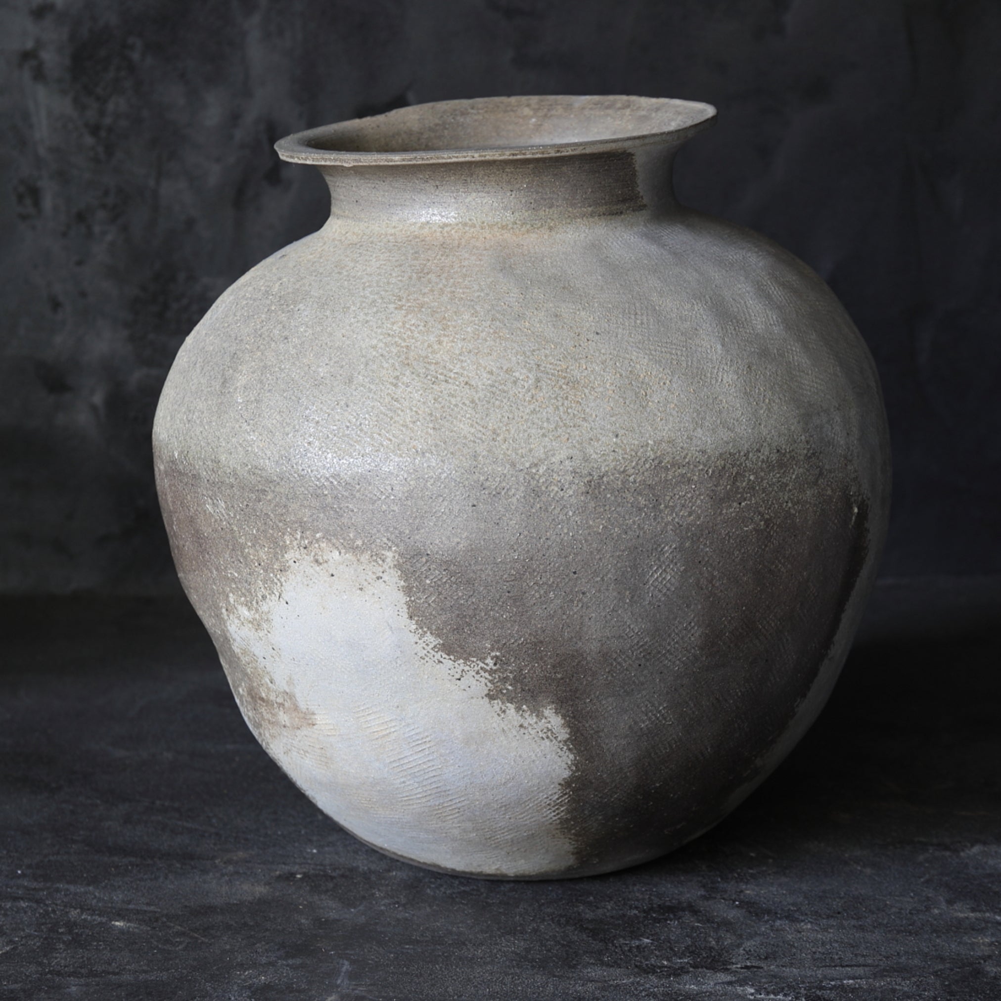VASO GRANDE, forni di Kameyama, con motivo stampato, Periodo Kamakura(1185–1333 d.C.)