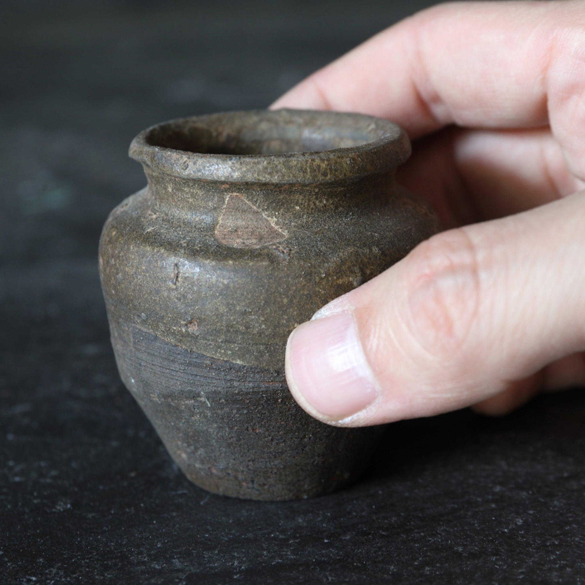 SMALL JAR, Ko-Seto, iron-glazed, Muromachi Period(1336–1573CE)