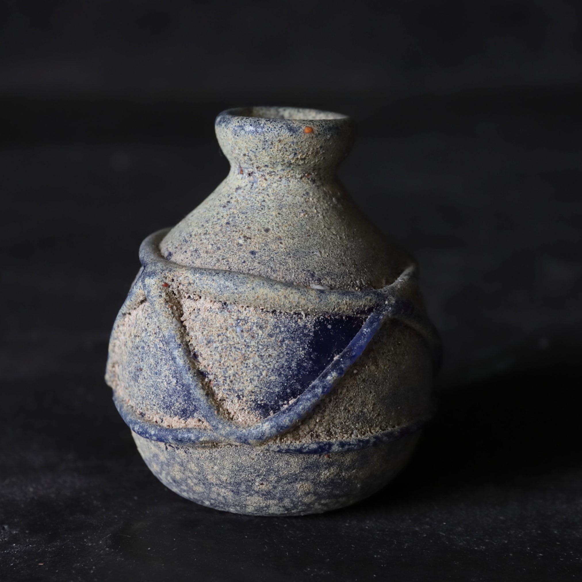 SMALL BOTTLE, Roman Glass, with decoration, Prehistoric(Before the 3rd century)