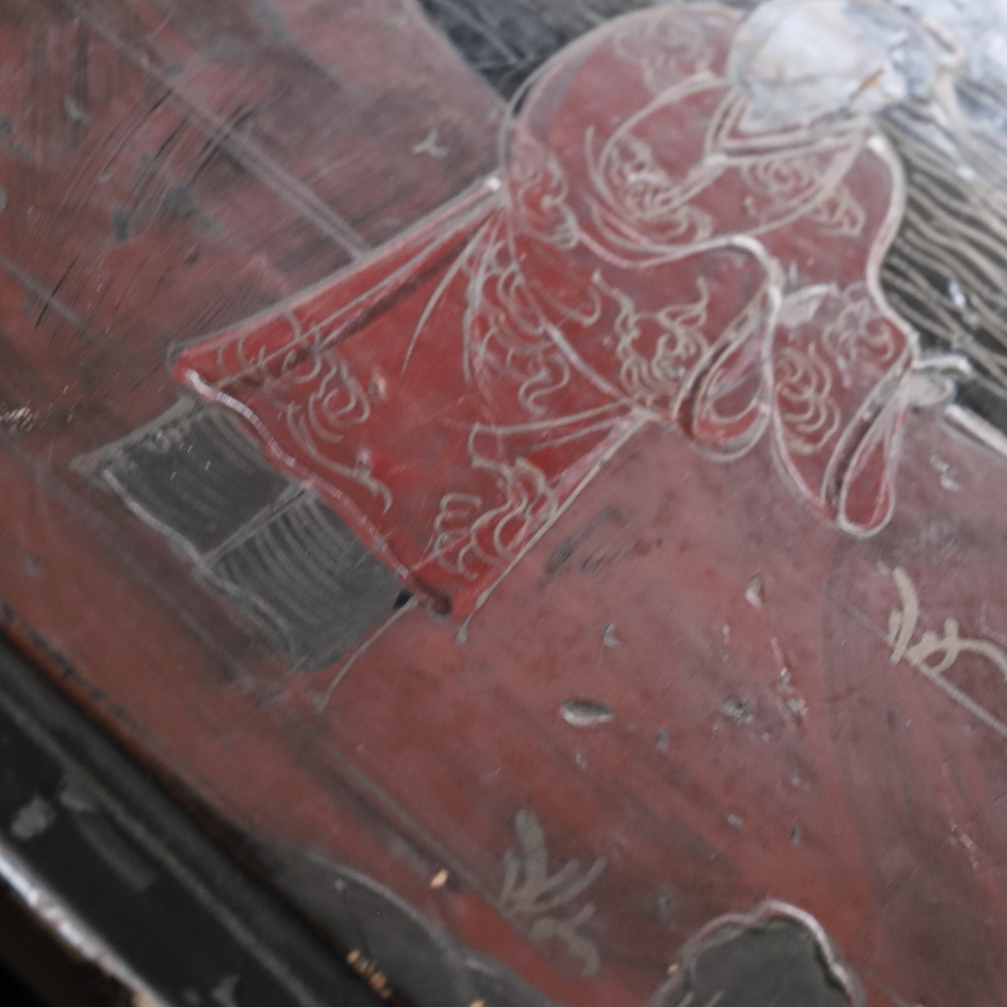 LOW TABLE, Old-lacquered with pavilion, landscape, and figure design, a, Qing Dynasty(1616–1911CE)