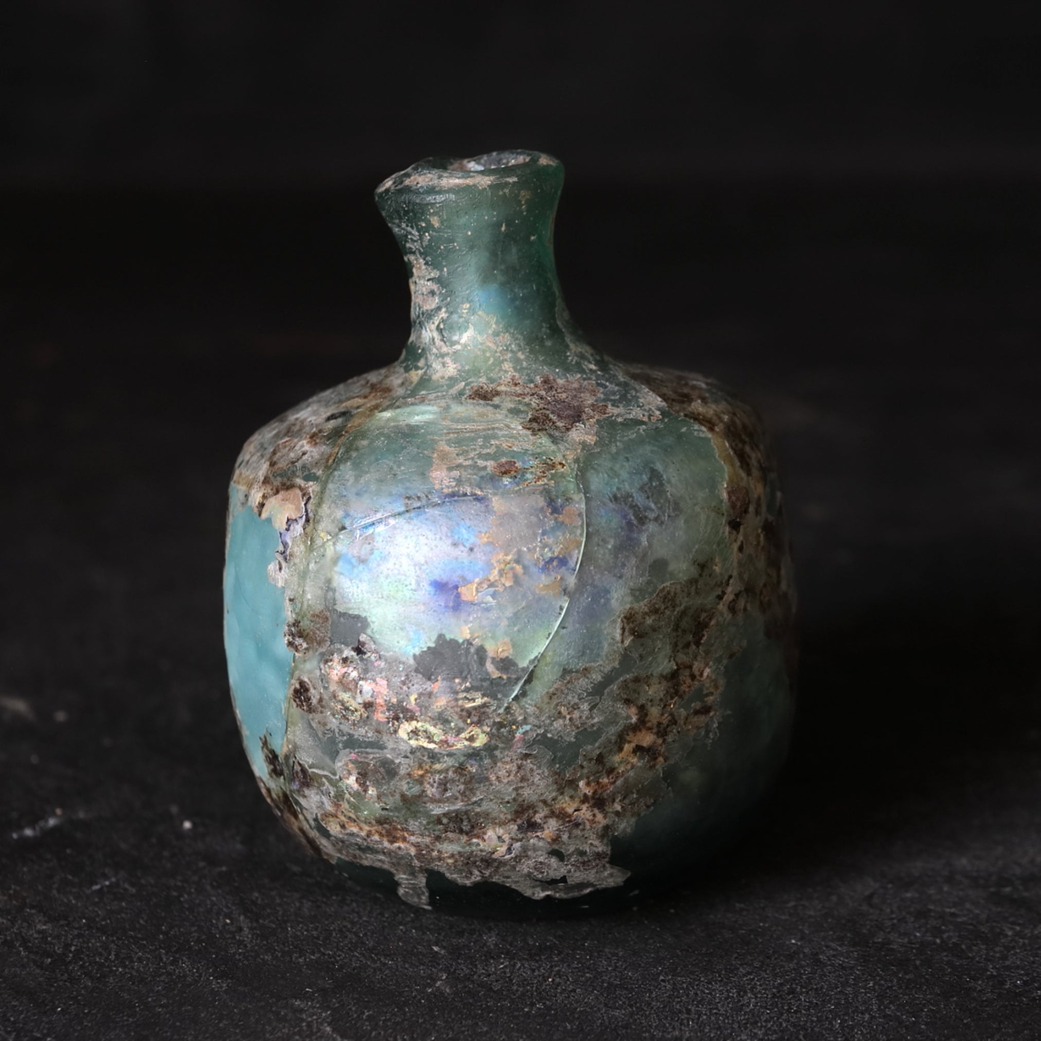 BOTELLA IRIDISCENTE DOBLE, Vidrio romano, Prehistoria(Antes del siglo III)