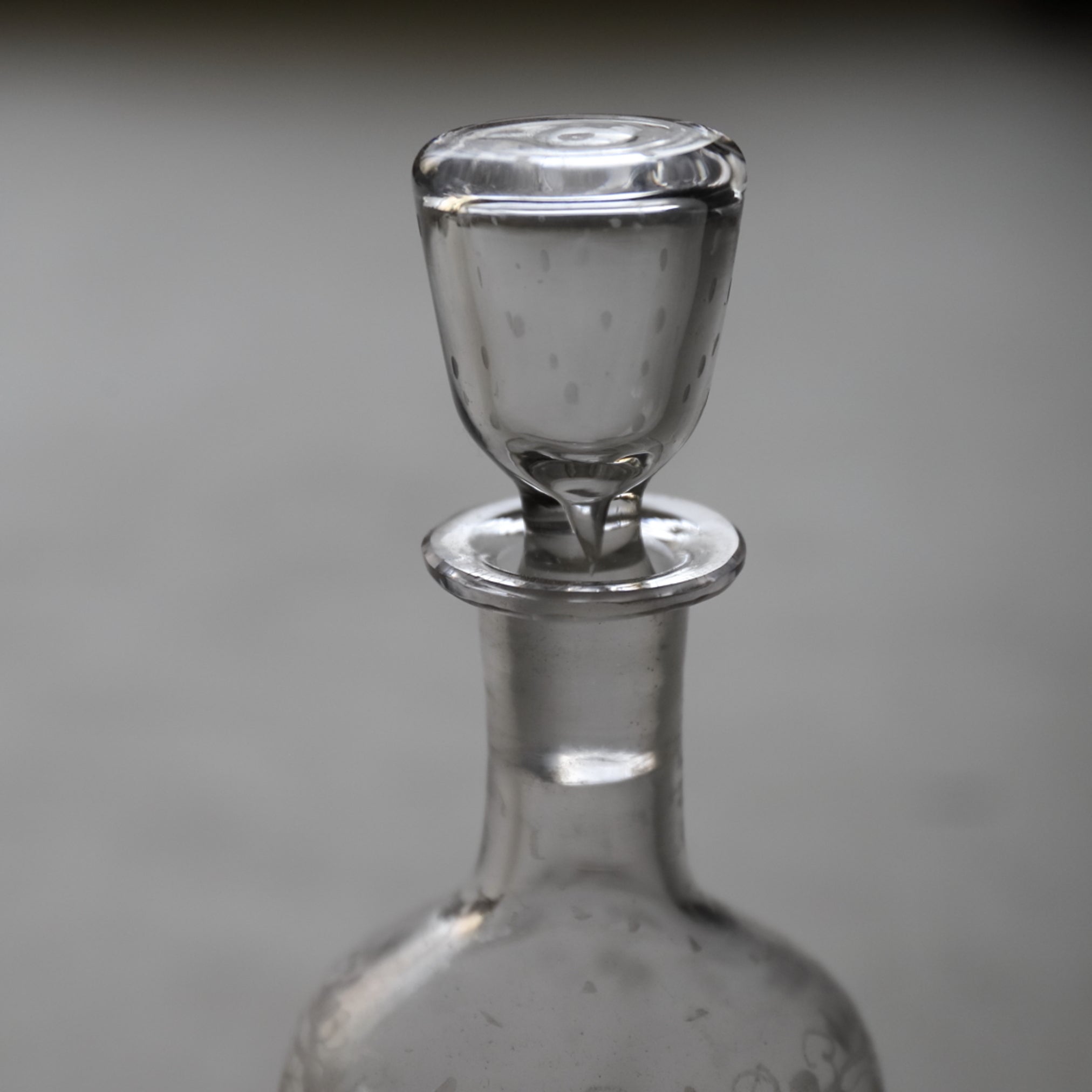 GLASS BOTTLE, Enamel-painted with grass design with lid, French Antique, Early Modern Period(16th–19th centuries)