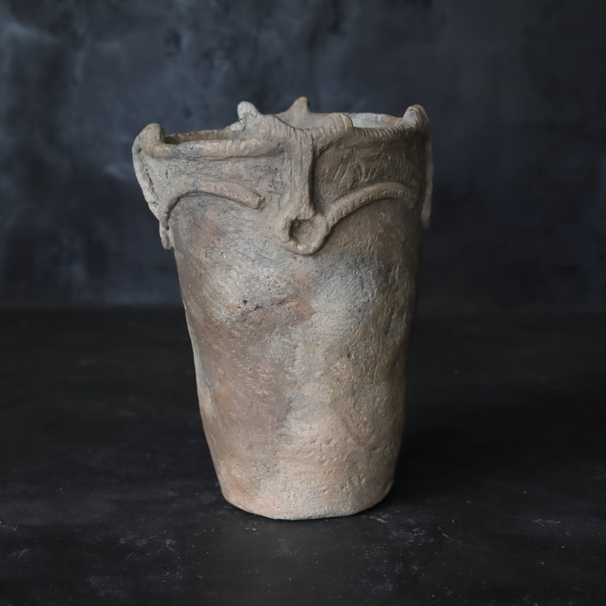 DEEP BOWL, Earthenware, With raised band design, Jomon Period(10000–300BCE)