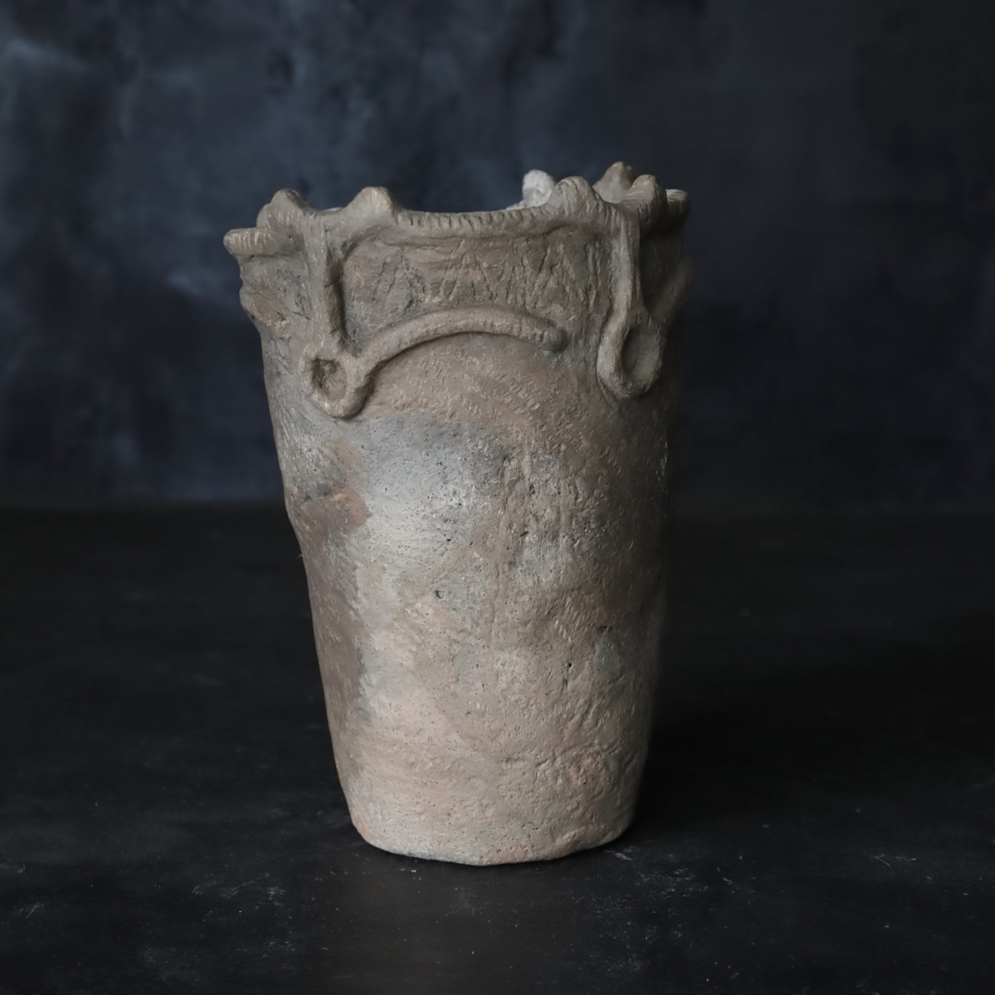 DEEP BOWL, Earthenware, With raised band design, Jomon Period(10000–300BCE)