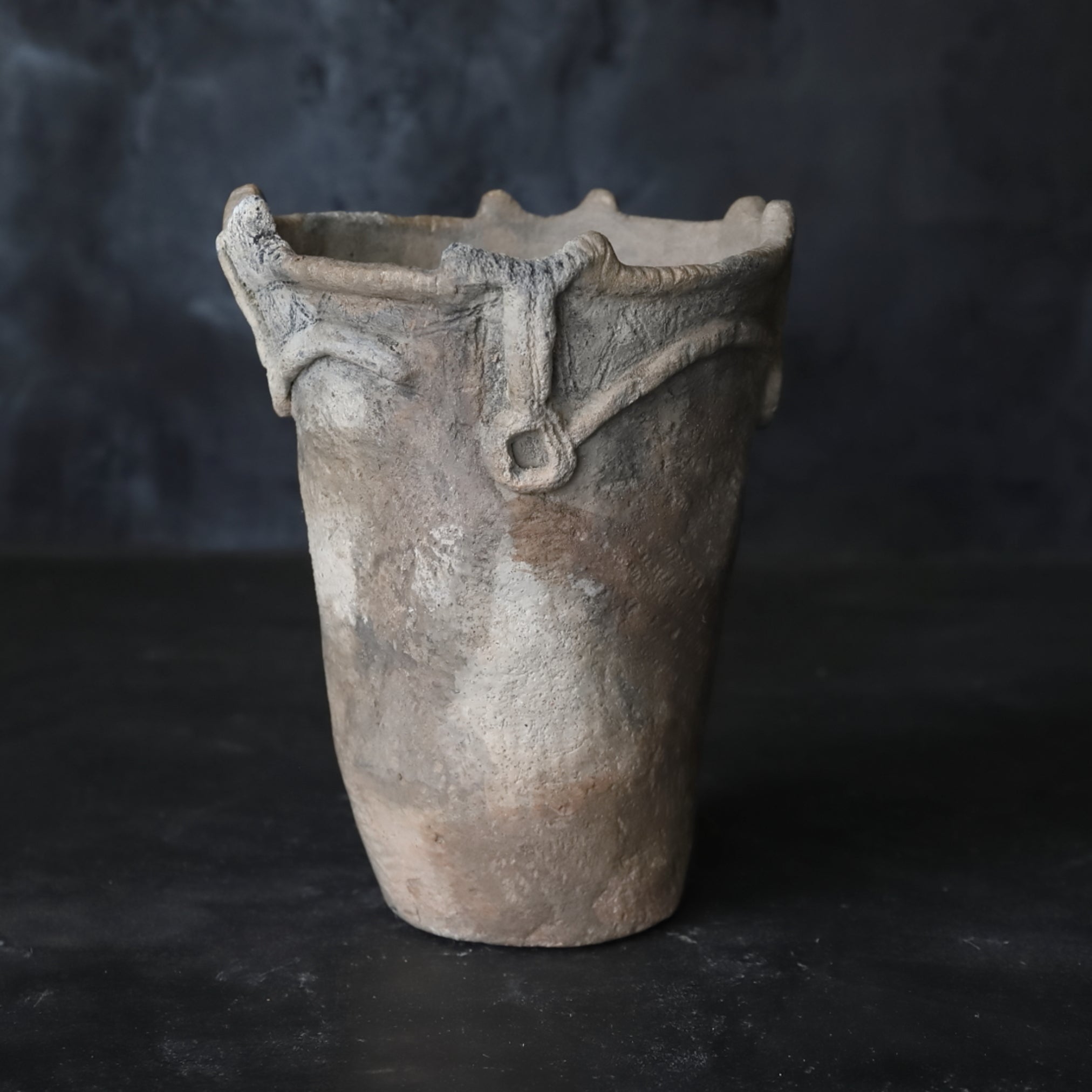 DEEP BOWL, Earthenware, With raised band design, Jomon Period(10000–300BCE)