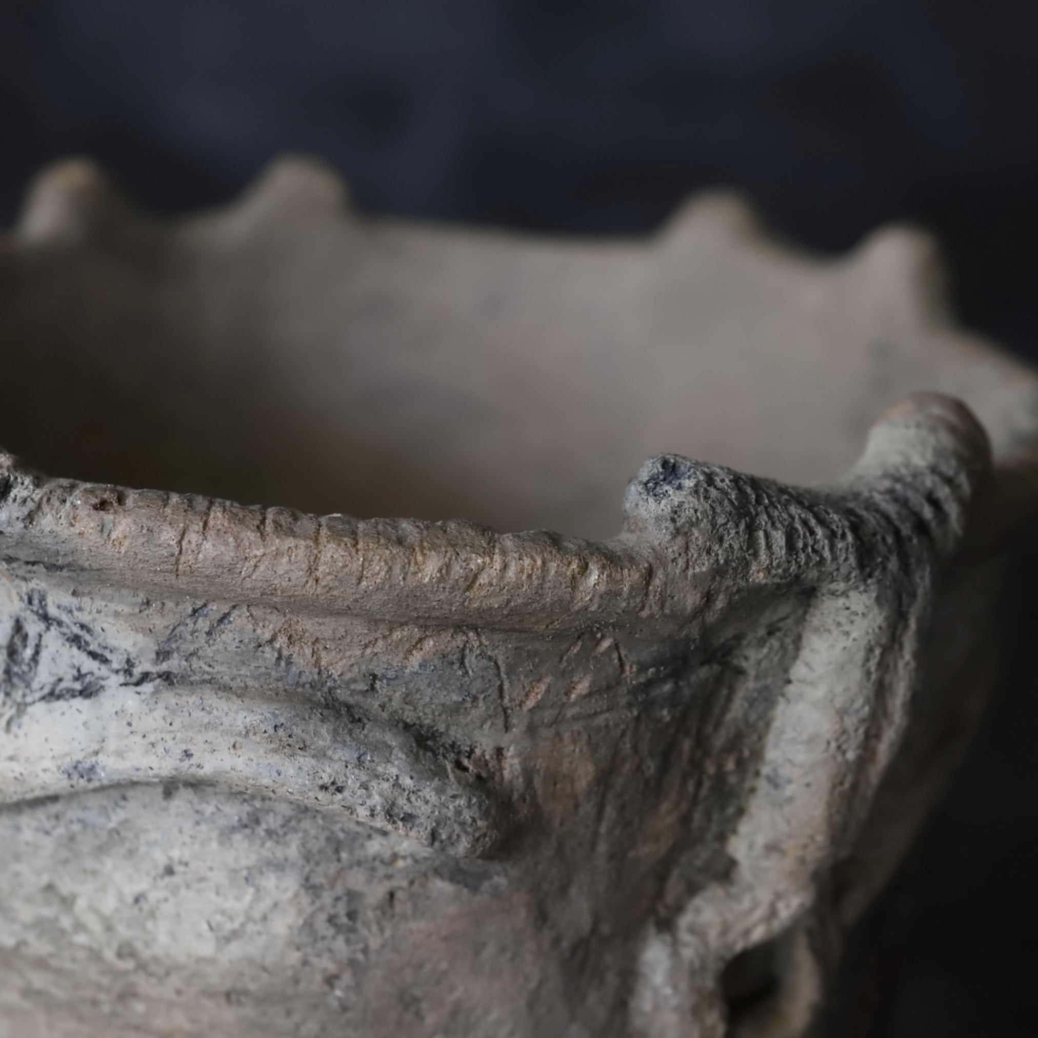 DEEP BOWL, Earthenware, With raised band design, Jomon Period(10000–300BCE)