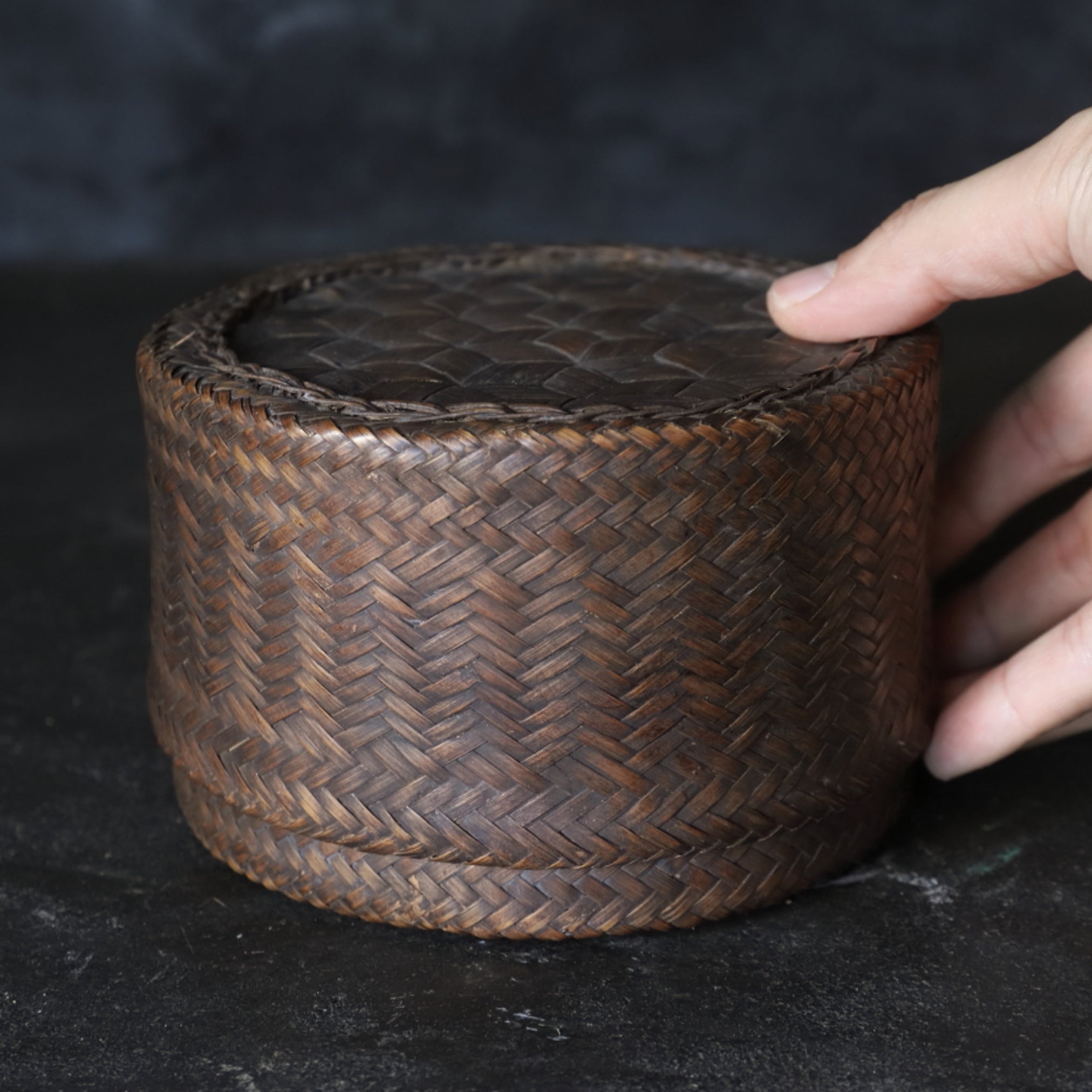 CAJA DE TÉ, Trenzado ajiro, Período Taisho–Showa(1912–1989 d. C.)