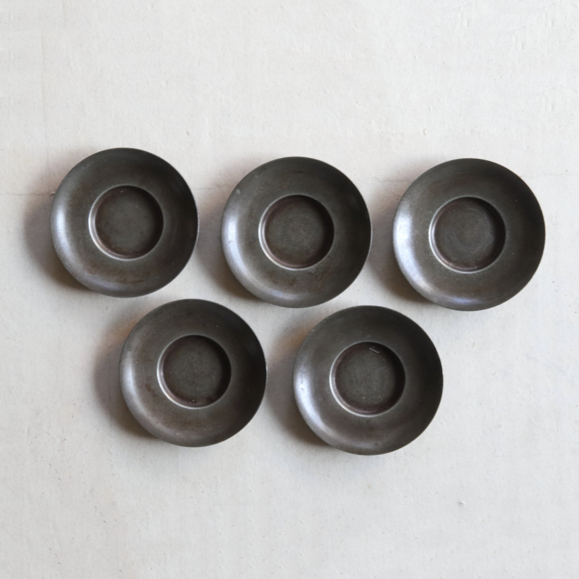 OLD ROUND TIN TEA SAUCER, Set of 5, Qing Dynasty(1616–1911CE)