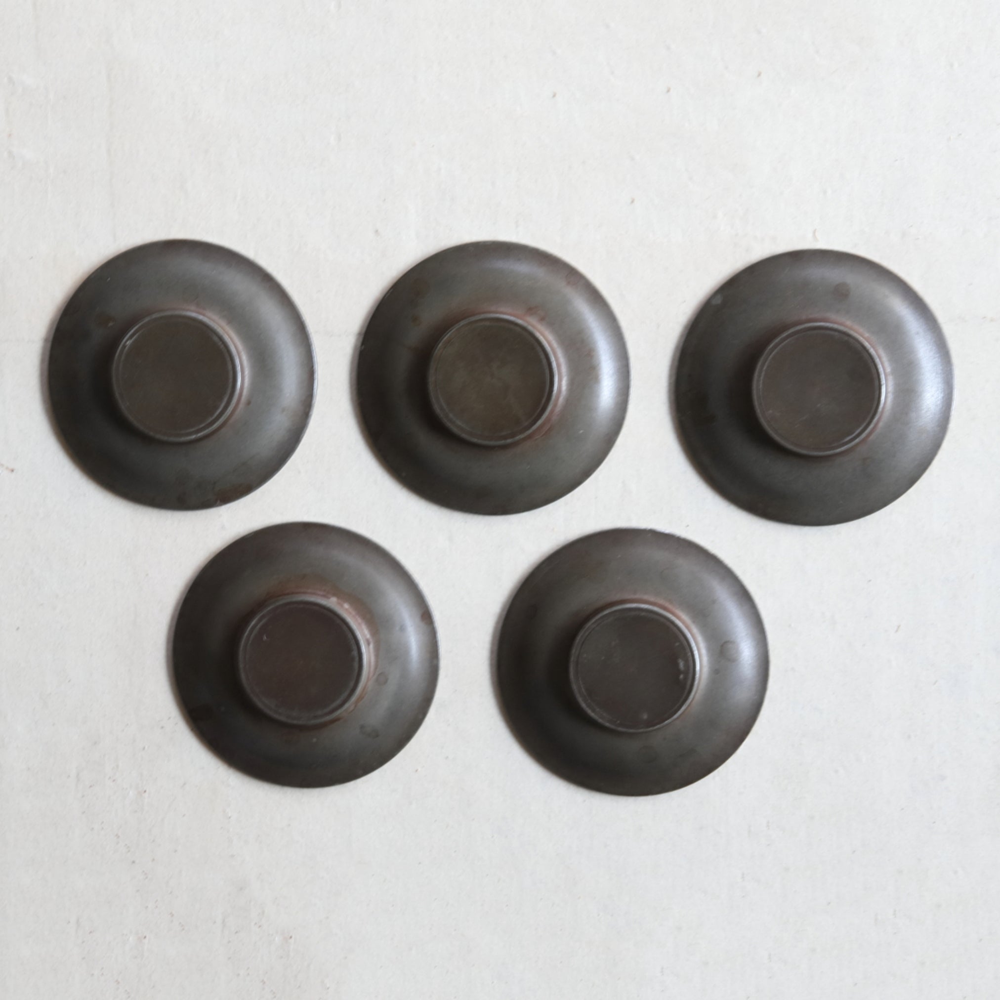 OLD ROUND TIN TEA SAUCER, Set of 5, Qing Dynasty(1616–1911CE)