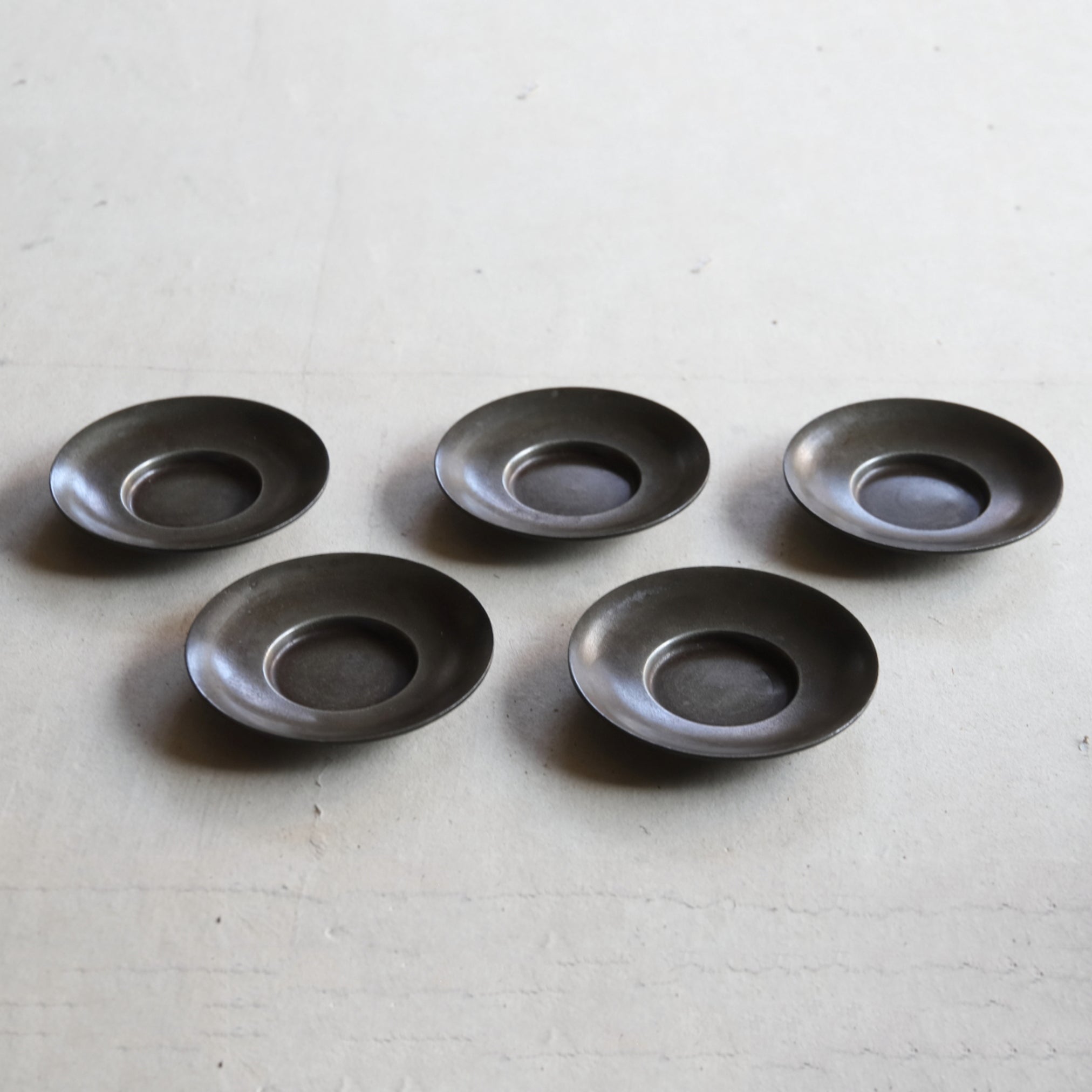OLD ROUND TIN TEA SAUCER, Set of 5, Qing Dynasty(1616–1911CE)