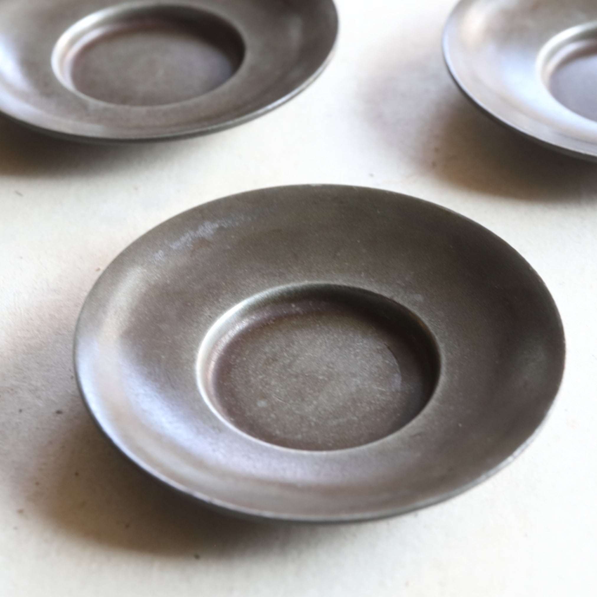 OLD ROUND TIN TEA SAUCER, Set of 5, Qing Dynasty(1616–1911CE)