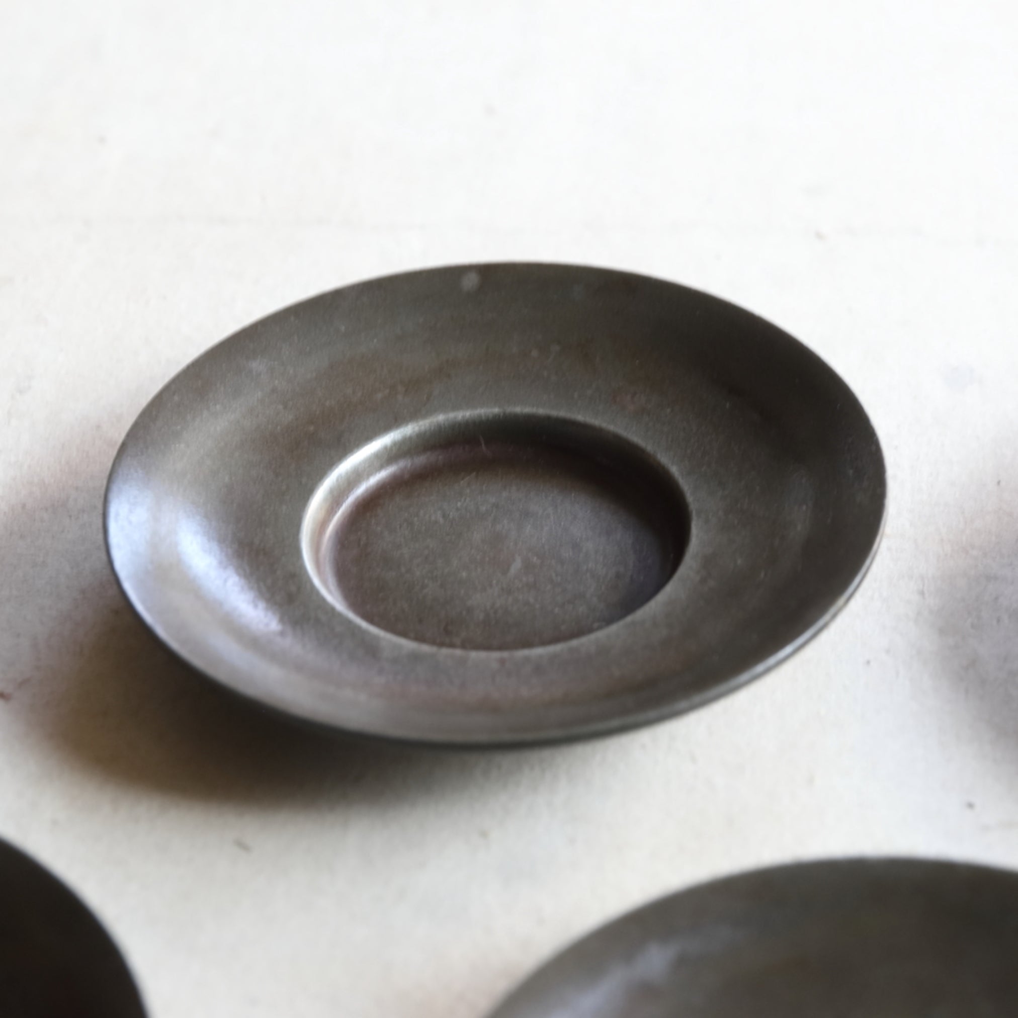 OLD ROUND TIN TEA SAUCER, Set of 5, Qing Dynasty(1616–1911CE)