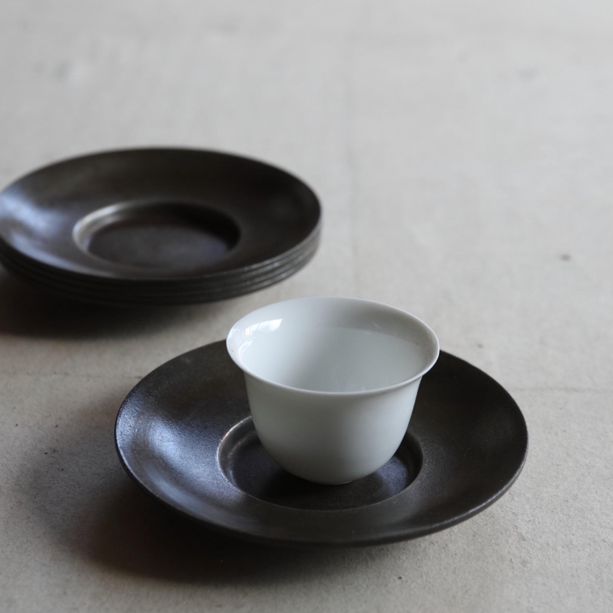 OLD ROUND TIN TEA SAUCER, Set of 5, Qing Dynasty(1616–1911CE)