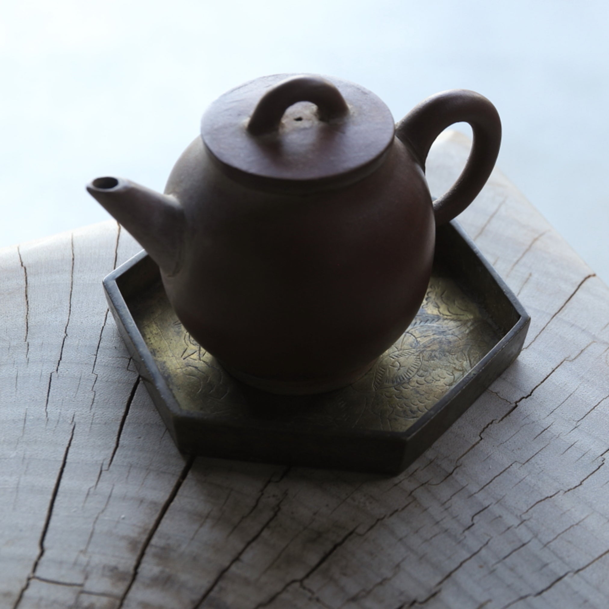 銅六角組子結構茶壺座 b(清朝, 西元1616年–1911年)